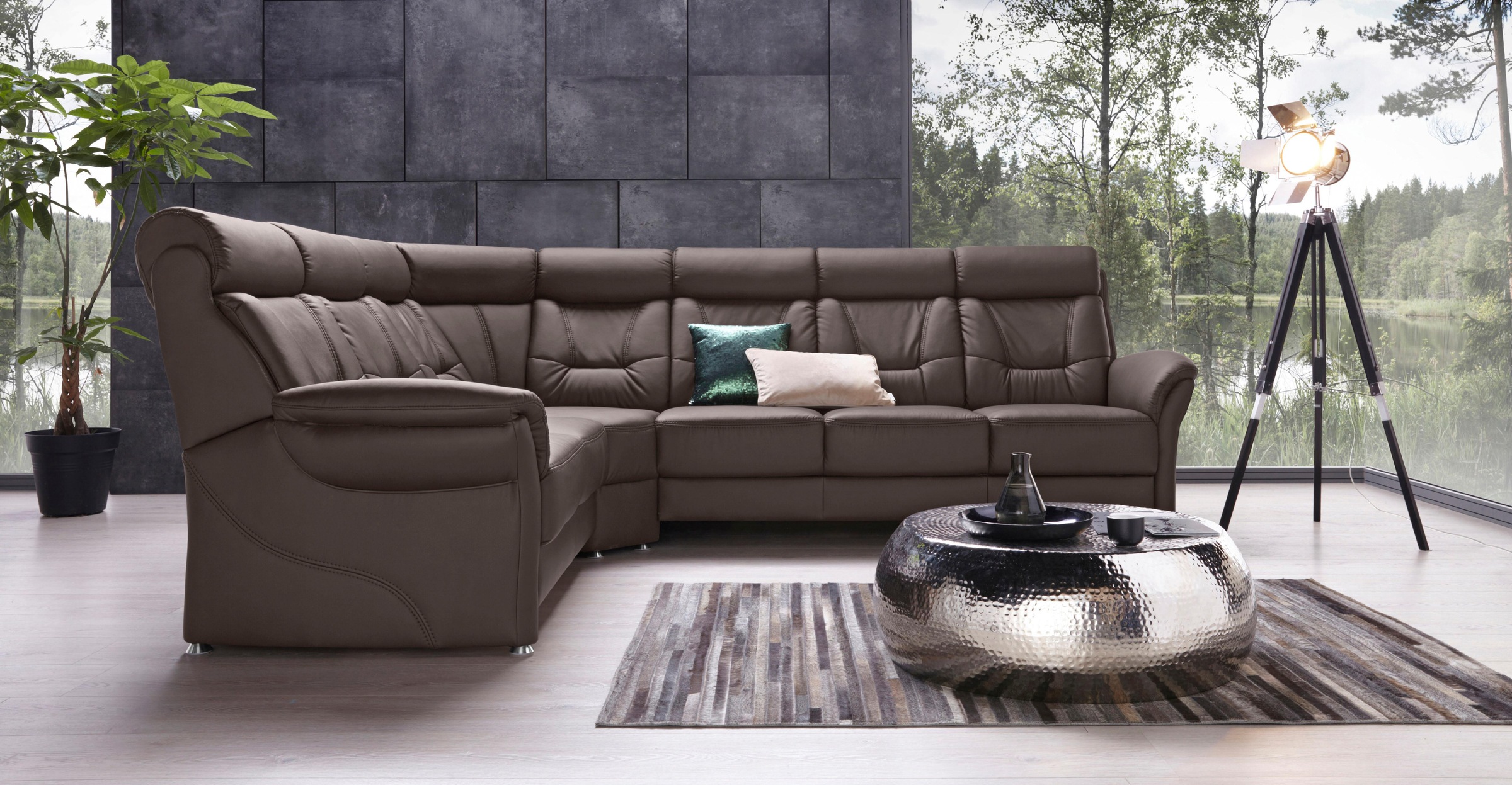 Places of Style Ecksofa »Sardinien L-Form«, mit Kopfteilverstellung, wahlweise mit Bettfunktion