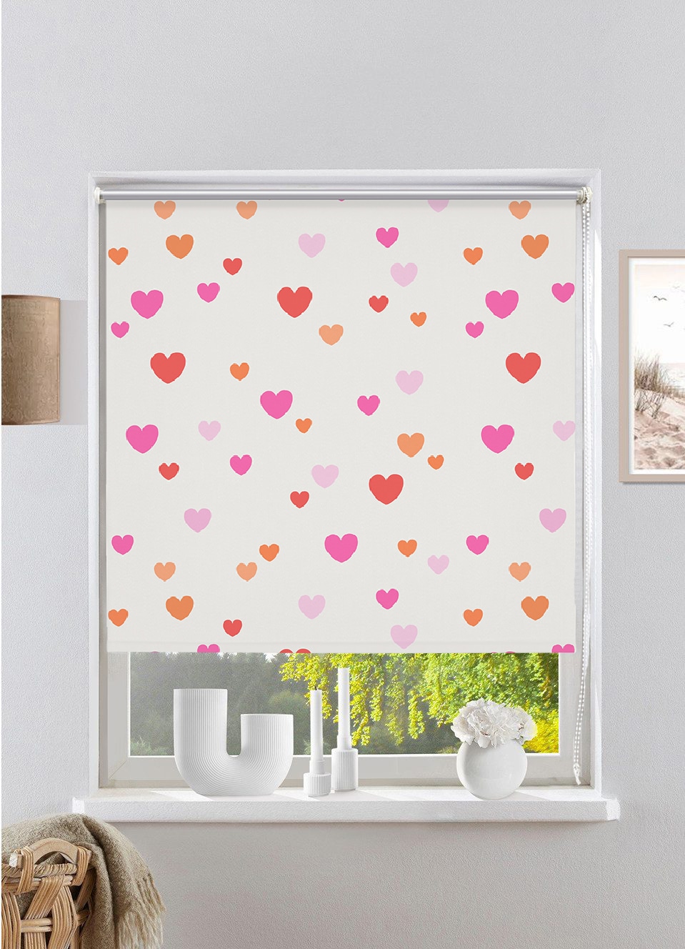 Otto Home Rollo "HEART" Gr. 3, orange (orange, pink), 150cm, zweiseitig verschiebbar, 60cm
