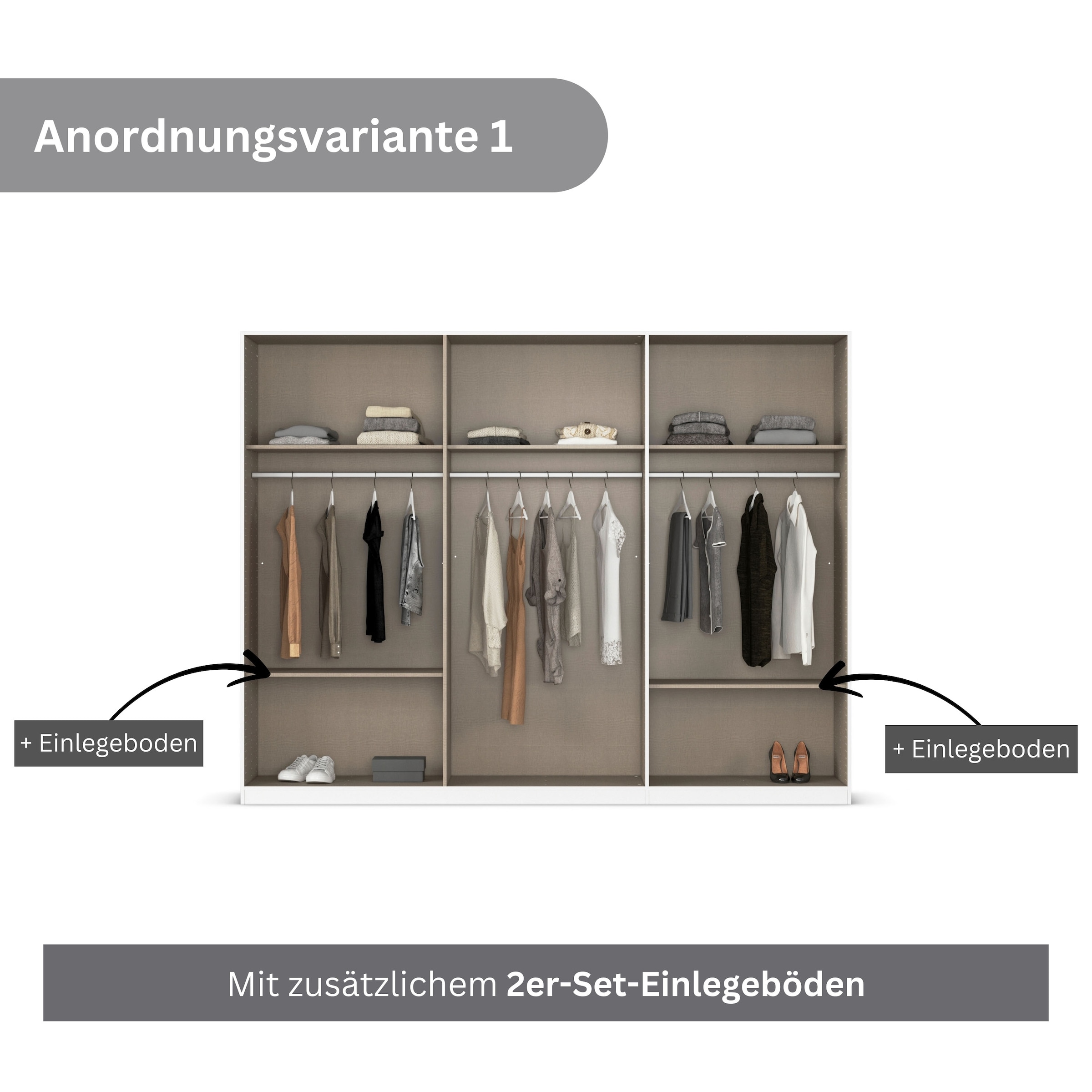 rauch Drehtürenschrank »Kleiderschrank Schrank Garderobe AGORDO mit Dekor- oder Hochglanzfront«, (in zwei Griff-Farben), durchdachte Innenausstattung, in 6 Breiten und 2 Höhen MADE IN GERMANY