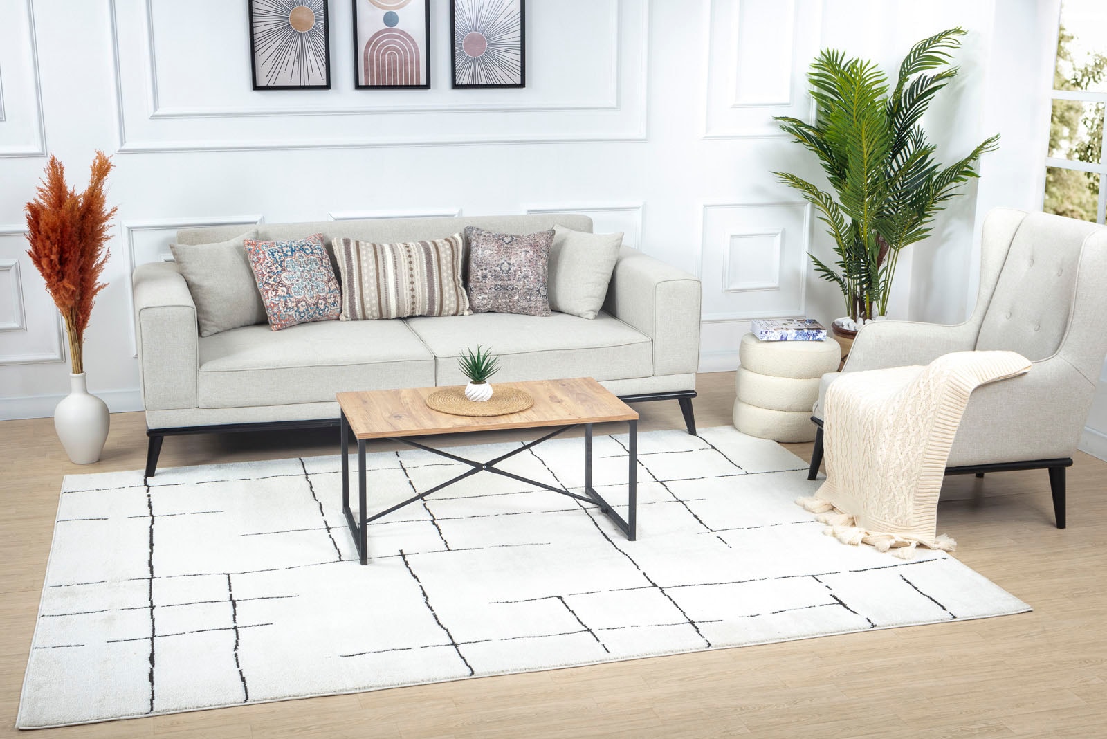 Livabliss Teppich »PRAGUE«, rechteckig, 8 mm Höhe, Skandi Design, Modern Boho Kurzflor Wohnzimmerteppich, Schlafzimmer