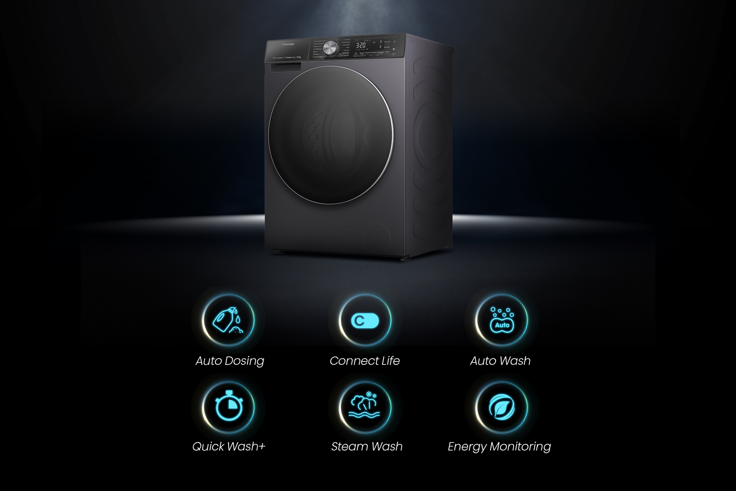 Hisense Waschmaschine »WF5S1045BB«, 10,5 kg, 1400 U/min, AutoDosing
