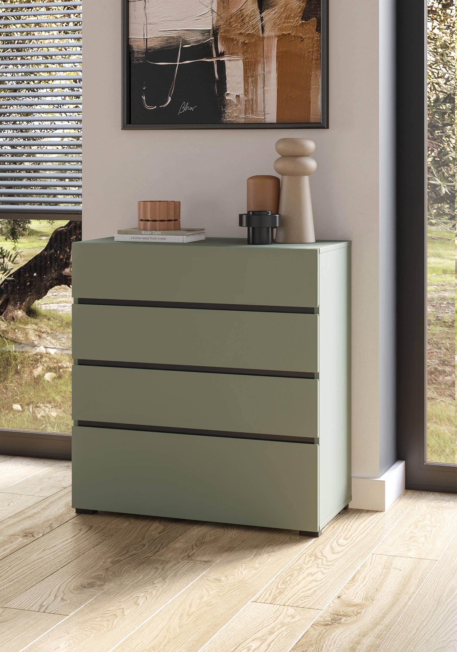 Home affaire Schubkastenkommode »Cross, moderne grifflose Kommode, 80x40x85 günstig online kaufen