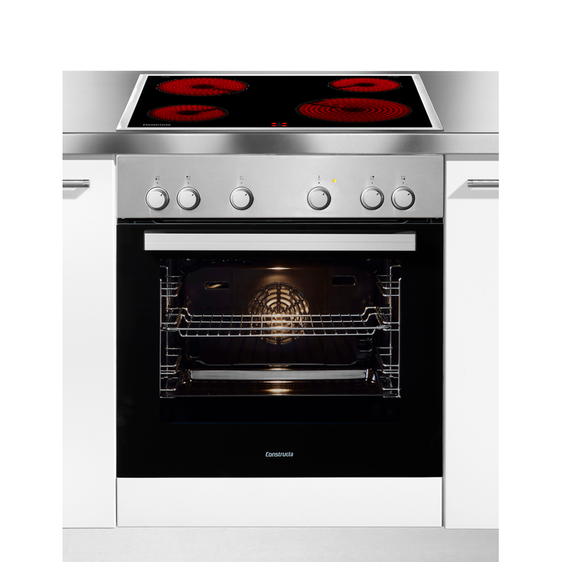 CONSTRUCTA Elektro-Herd-Set »CH1M00050« edelstahlfarben Zubehör inklusive: Mehr Backspaß mit großflächiger Universalpfanne und glanzverchromten...