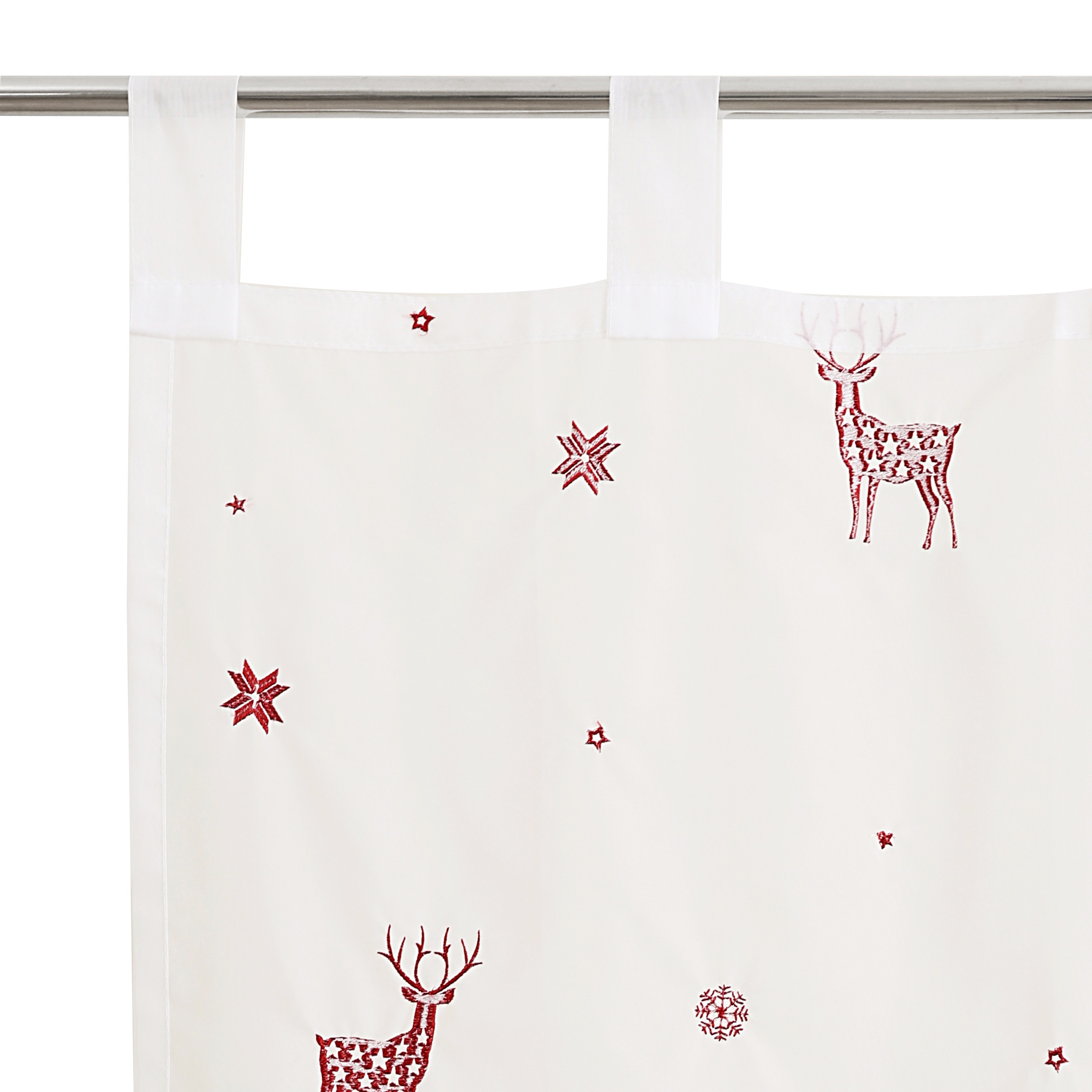 my home Gardine »Elch«, (1 St.), 1 Schal, Mit Rentieren, Sternen und Schneeflocken bestickt