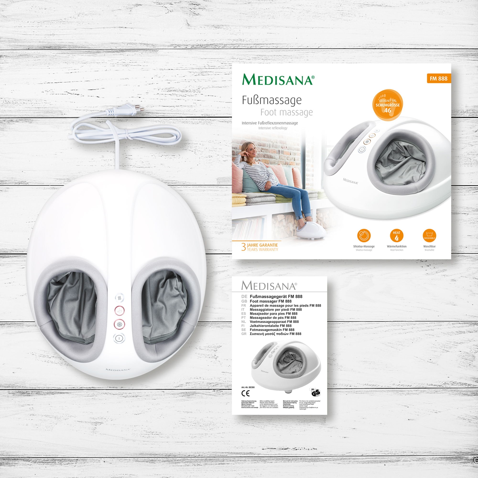 Medisana Fußmassagegerät »FM 888«, Shiatsu-Massage, Kompressionsmassage, komfortabel bis Schuhgröße 46