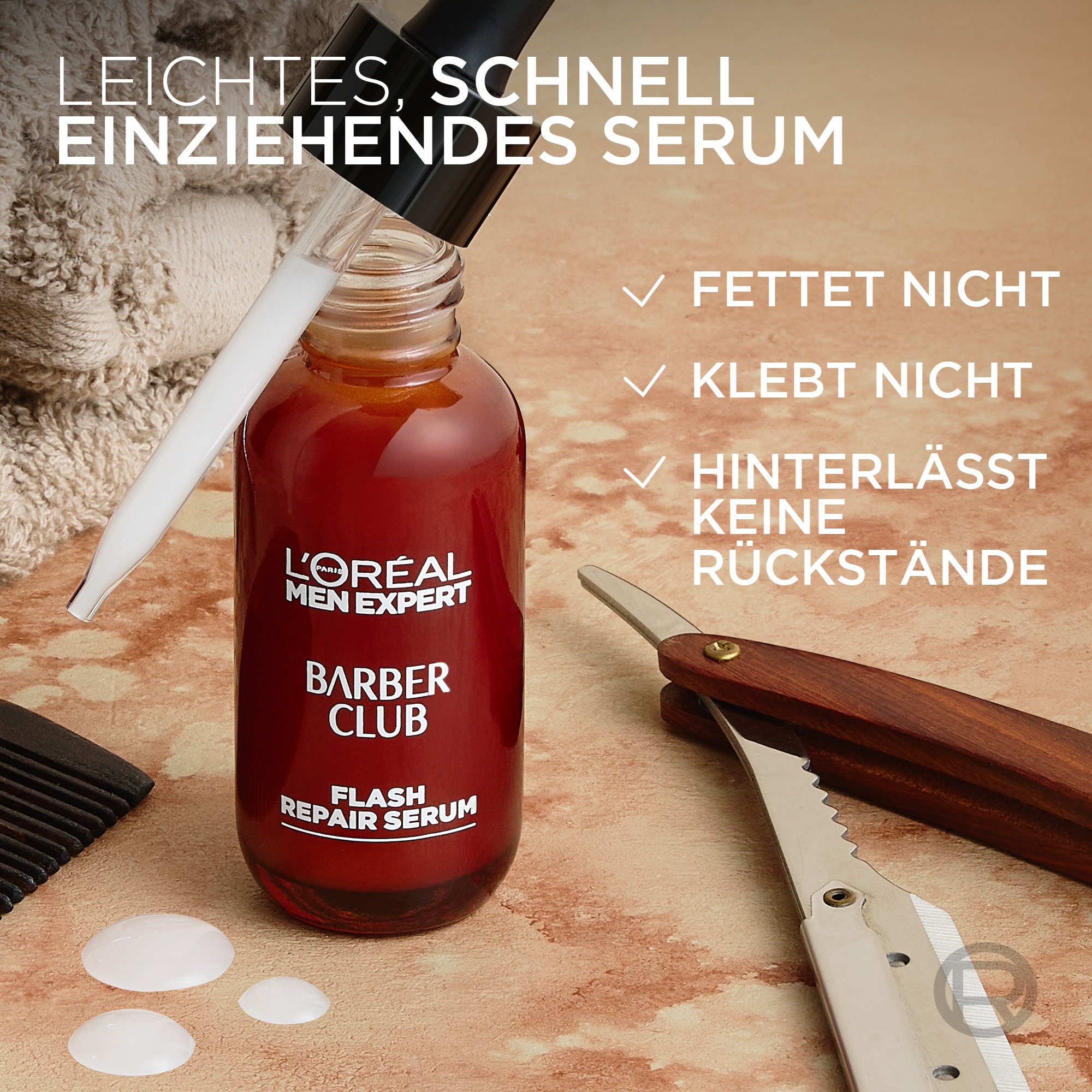 L'ORÉAL PARIS MEN EXPERT Bartserum »BARBER CLUB FLASH REPAIR SERUM« bei trockener und irritierter Männerhaut