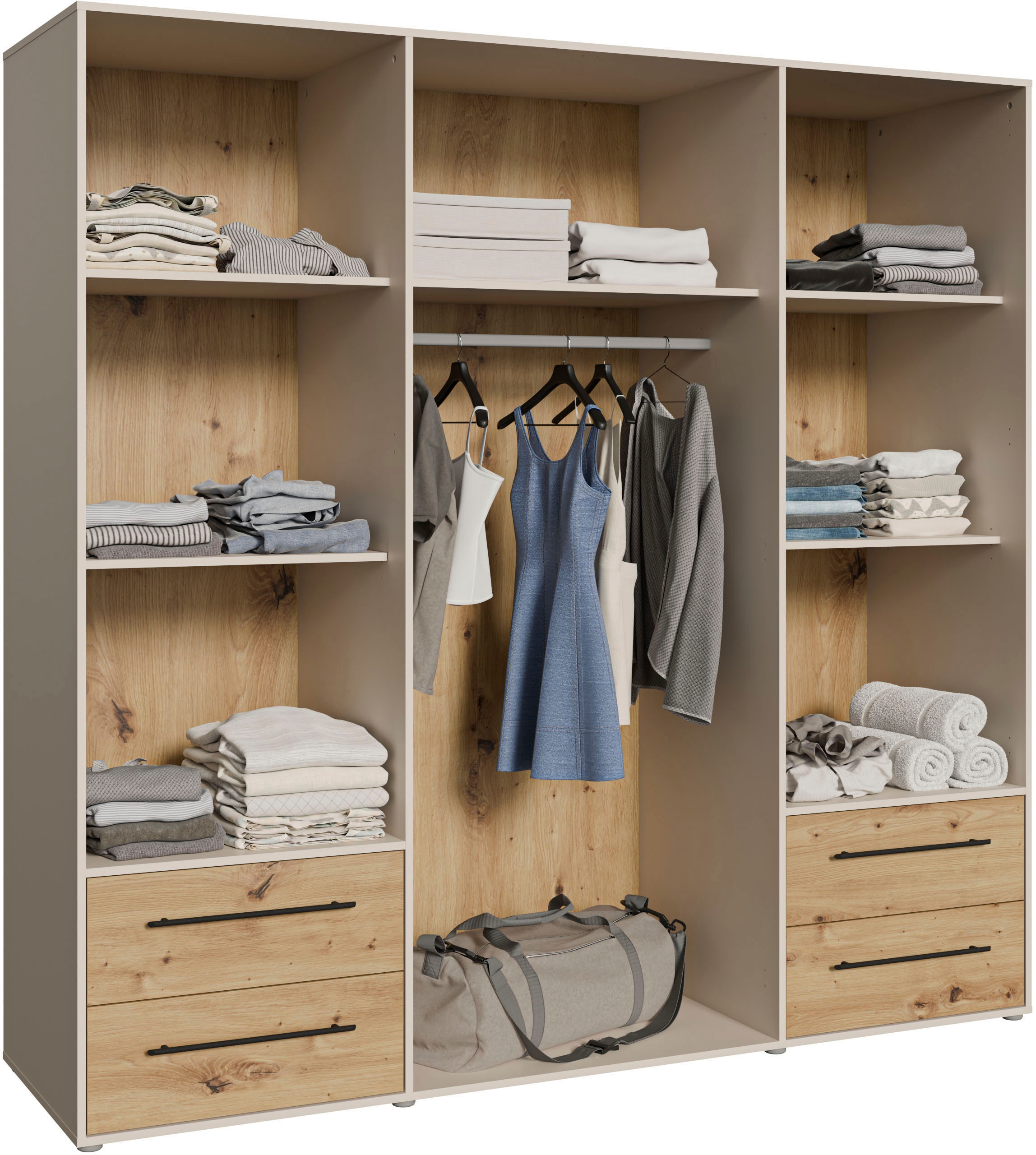 FORTE Kleiderschrank »Mokkaris ,Topseller, zeitloses Design, 3–4 Türen, Made in Europe« B/H/T ca. 145x200x59cm oder 206x200x59cm, 