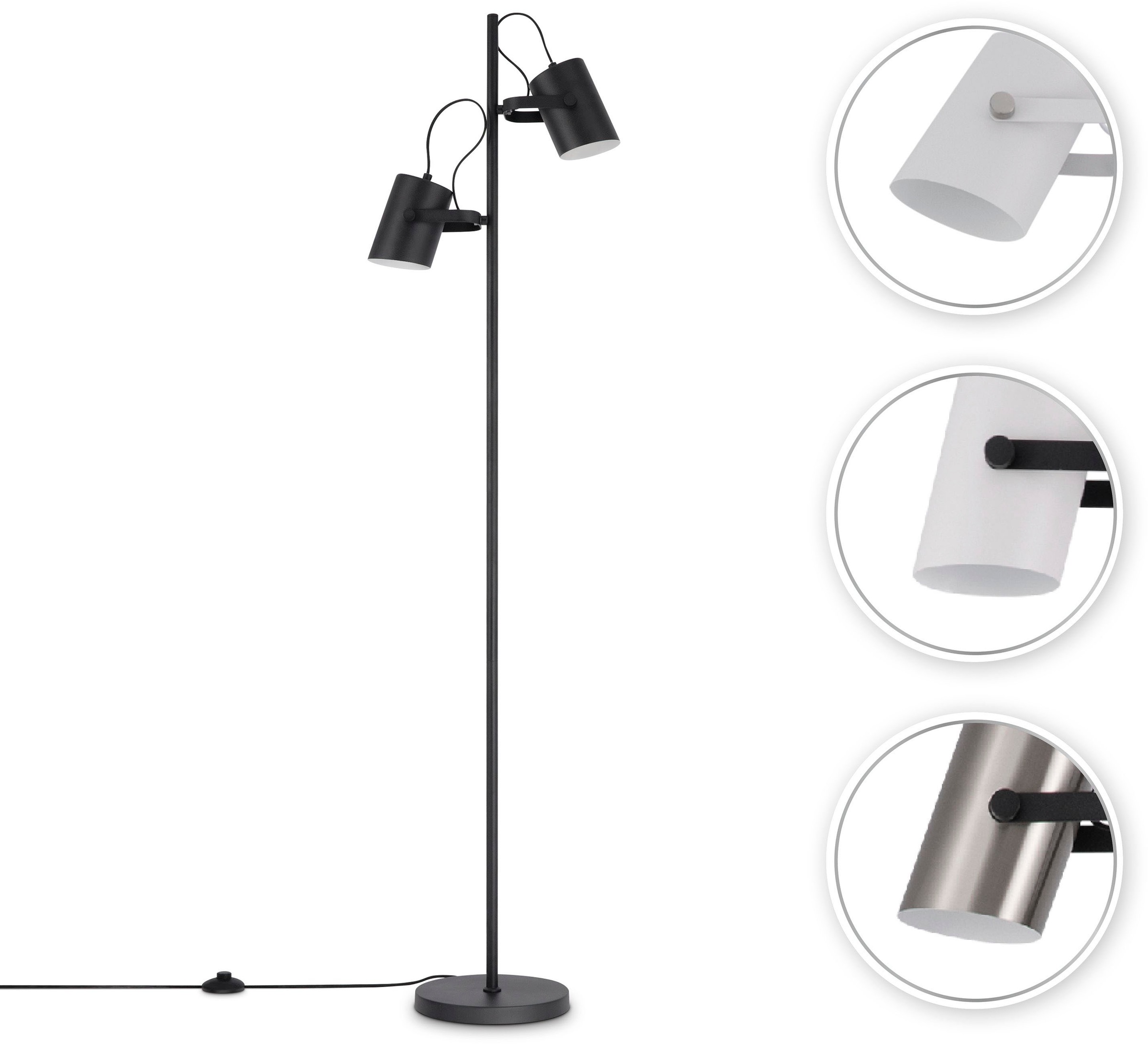 Paco Home Stehlampe »KARL«, 2 flammig, Leuchtmittel E27 | ohne Leuchtmittel, mit kompatiblen Dimmer und Leuchtmittel