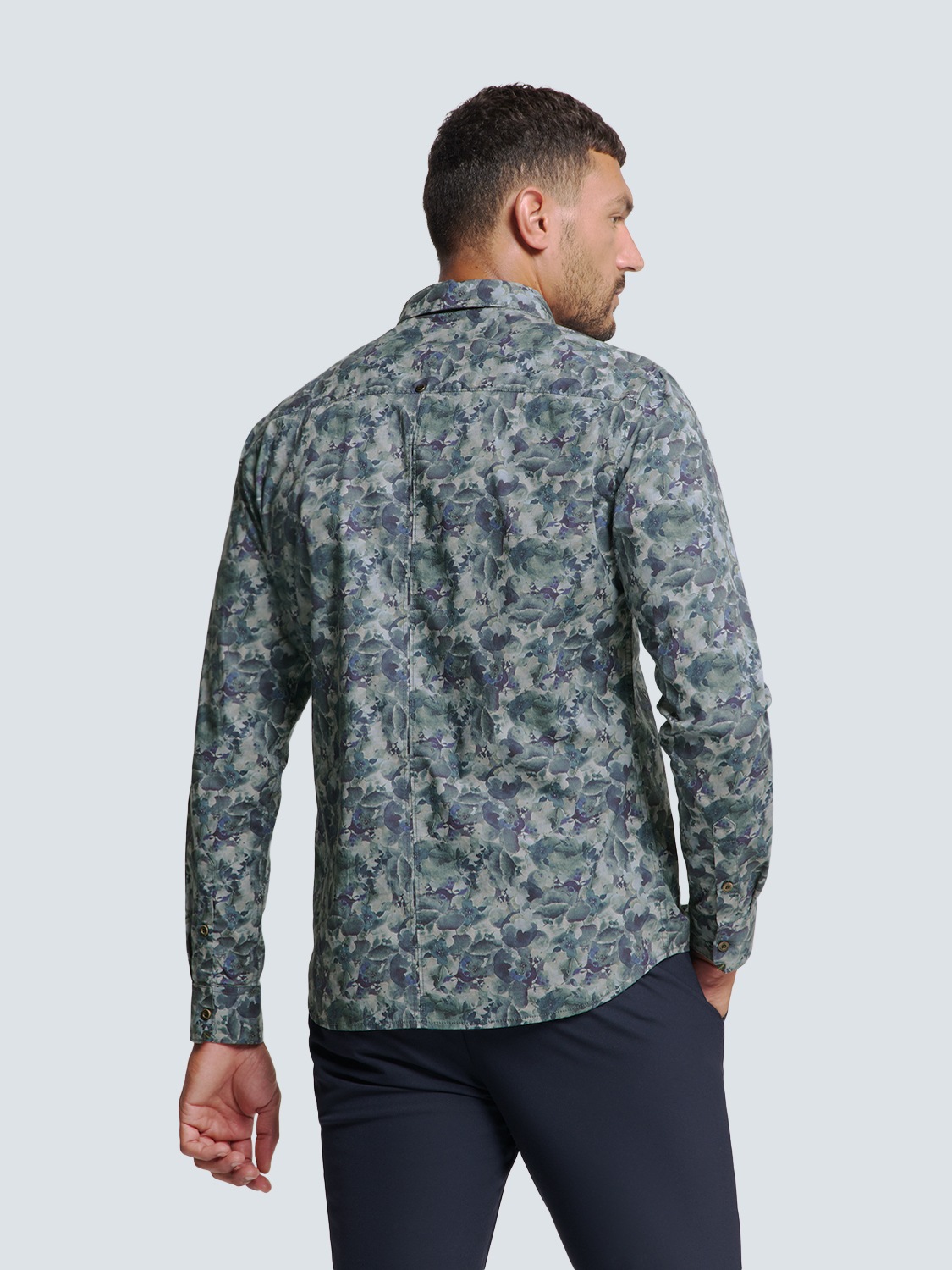 NO EXCESS Langarmhemd »No Excess Stretch-Hemd mit Print«