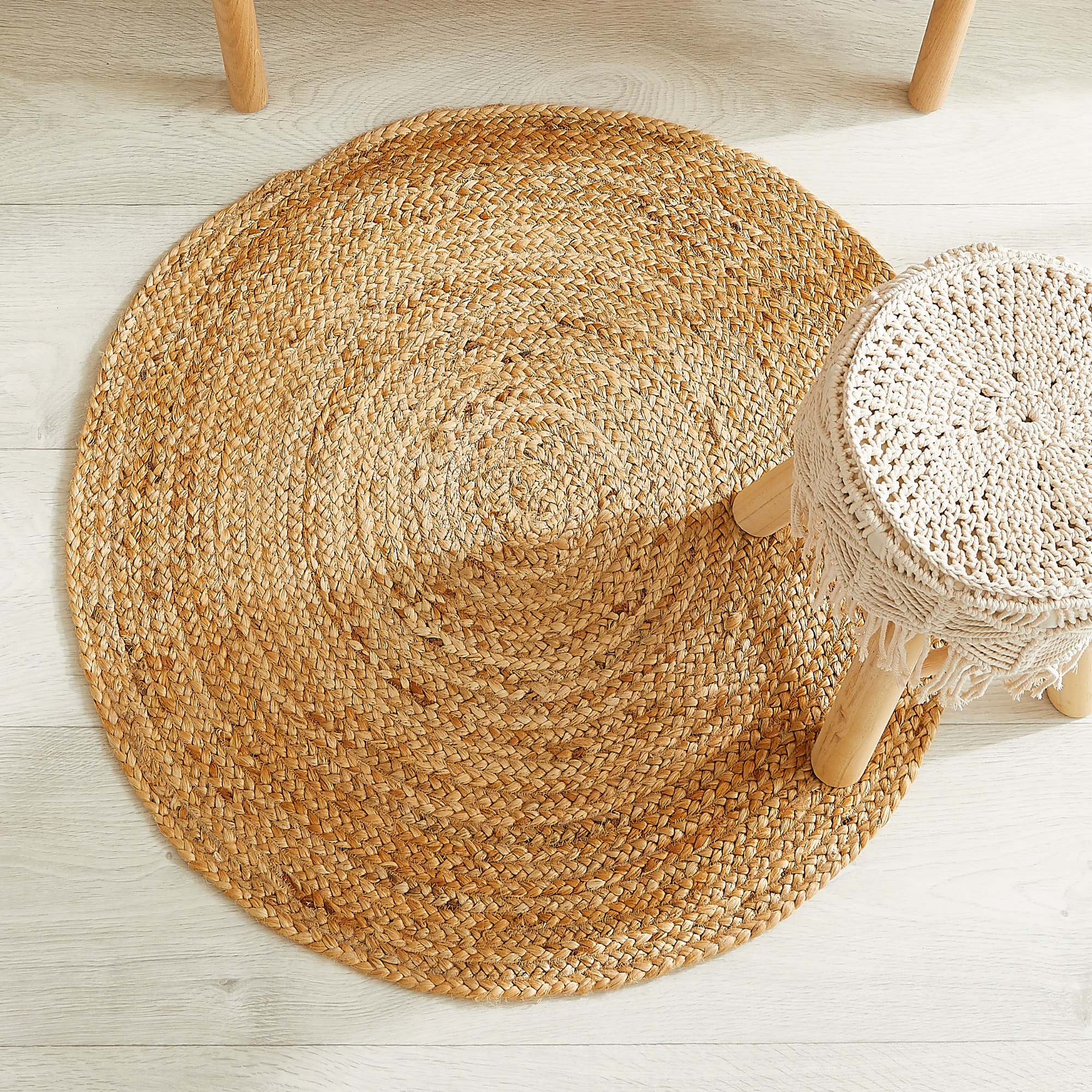 LUXOR living Teppich »Mamda 2, Juteteppich« rund 6 mm Höhe Flachgewebe, handgeflochten, Flecht Design, Naturfaser, Boho-Style