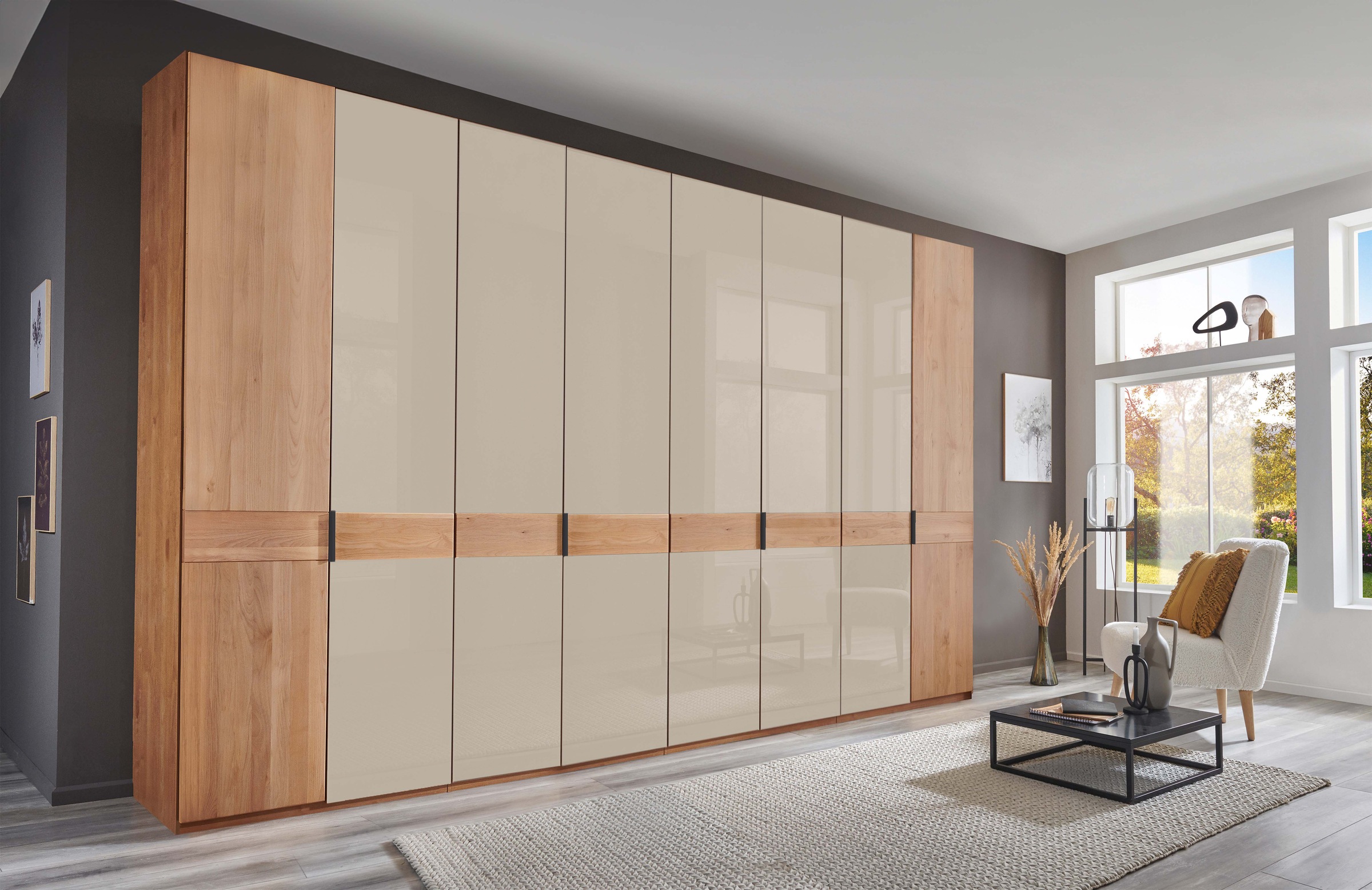 WIEMANN Kleiderschrank "Cardiff, Massivholztüren in Kombination mit Glas- o günstig online kaufen