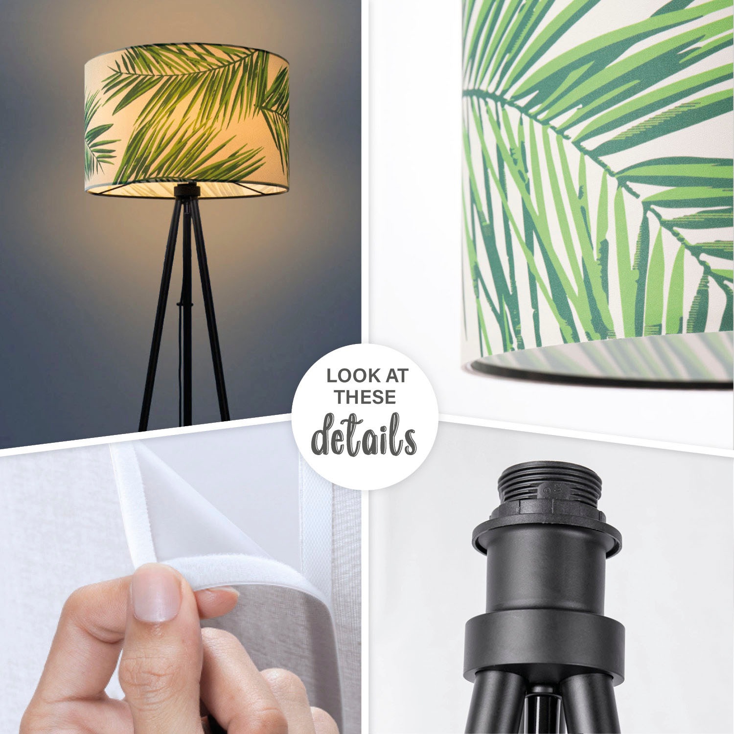 Paco Home Stehlampe »Trina Ostende«, Leuchtmittel E27 | ohne Leuchtmittel, Lampenschirm Wohnzimmer Stativ Lampe Büro Kinderzimmer Jungle Palme