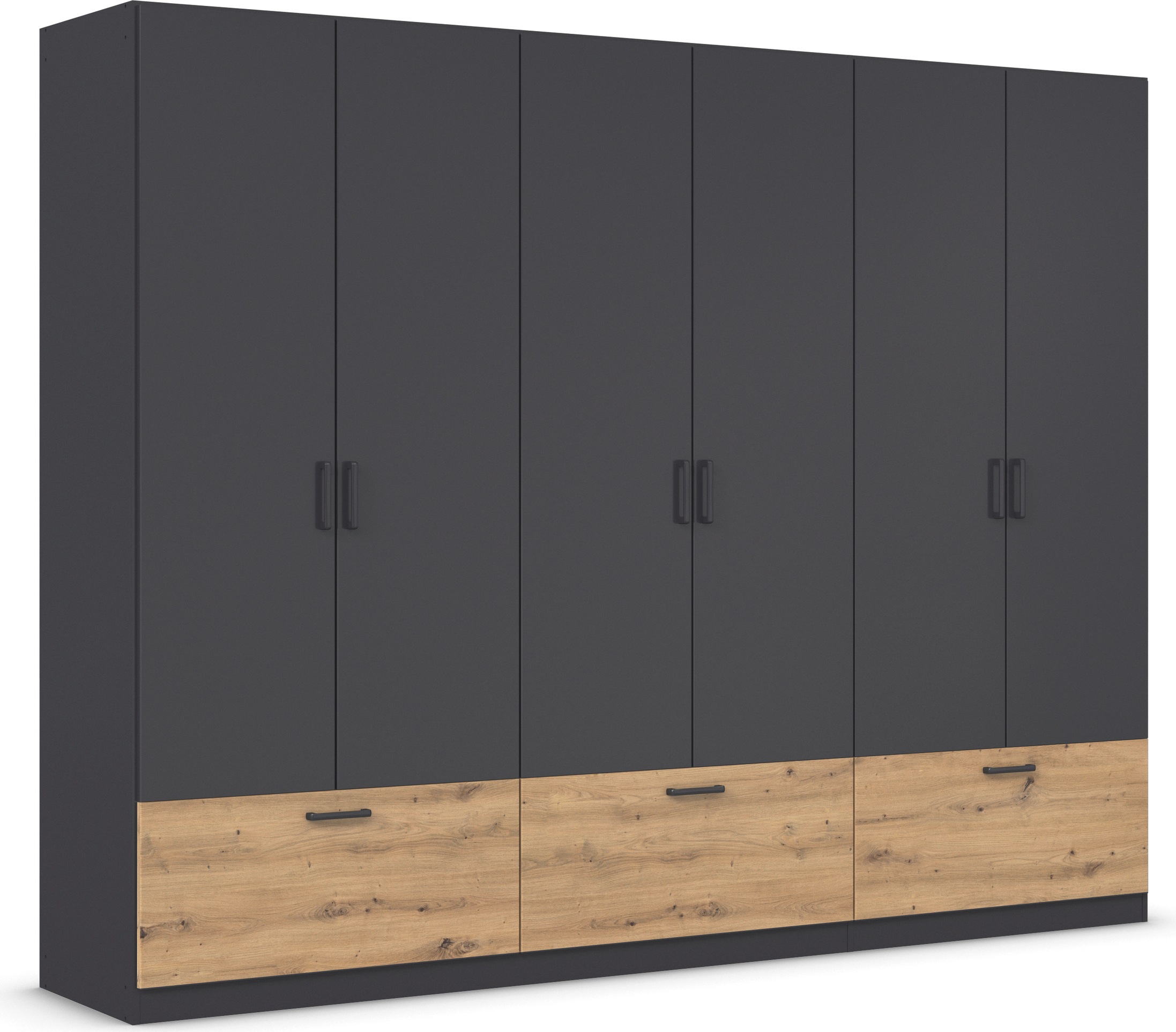 rauch Drehtürenschrank »Kleiderschrank Schrank Garderobe Wäscheschrank BARI«, mit Schubkästen und modernem Griff in Graumetallic MADE IN GERMANY