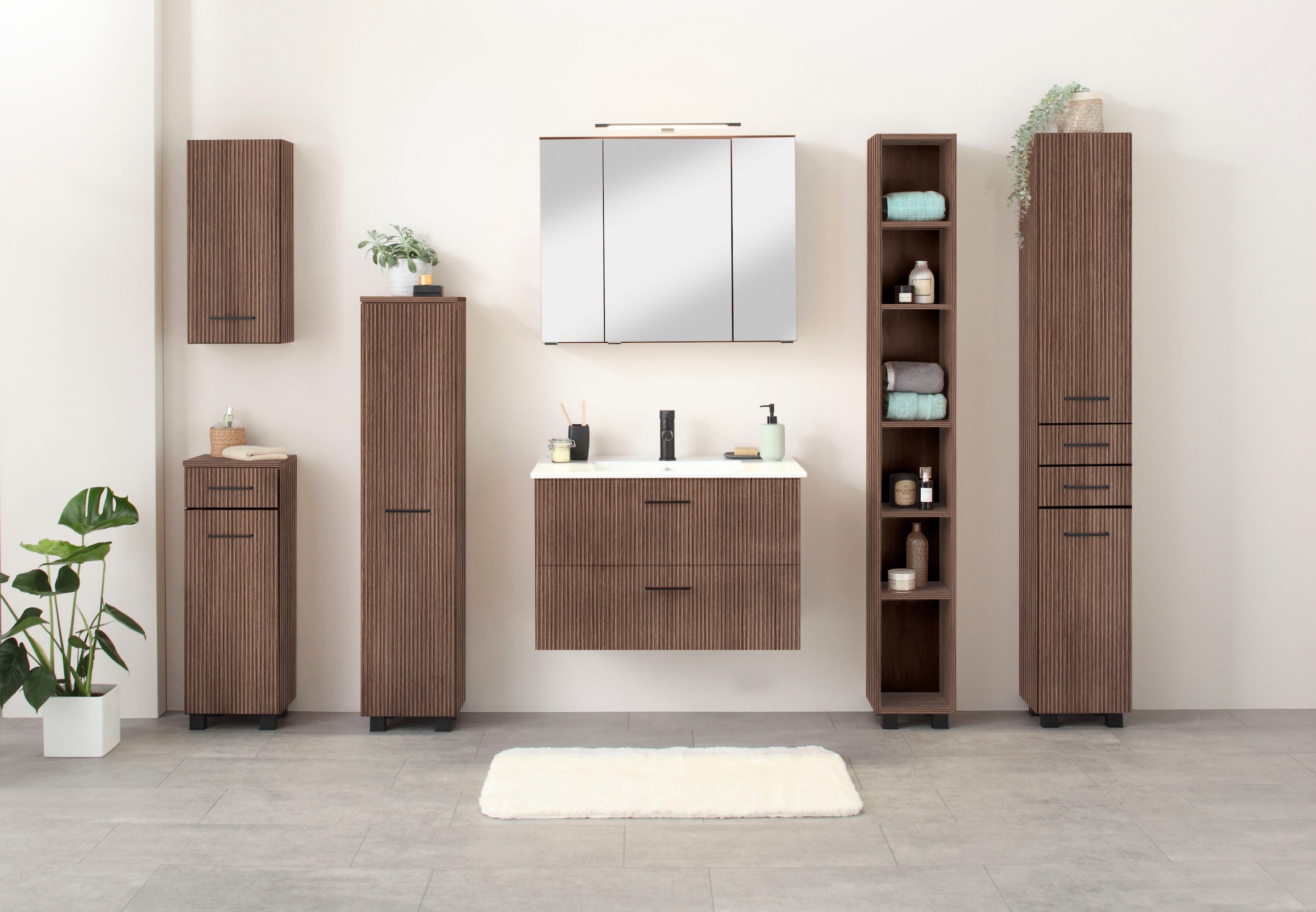 welltime Hochschrank »Trento, verschiedene Ausführungen und Farben«, Badmöbel, Seitenschrank Breite 30 cm, viel Stauraum, Made in Germany