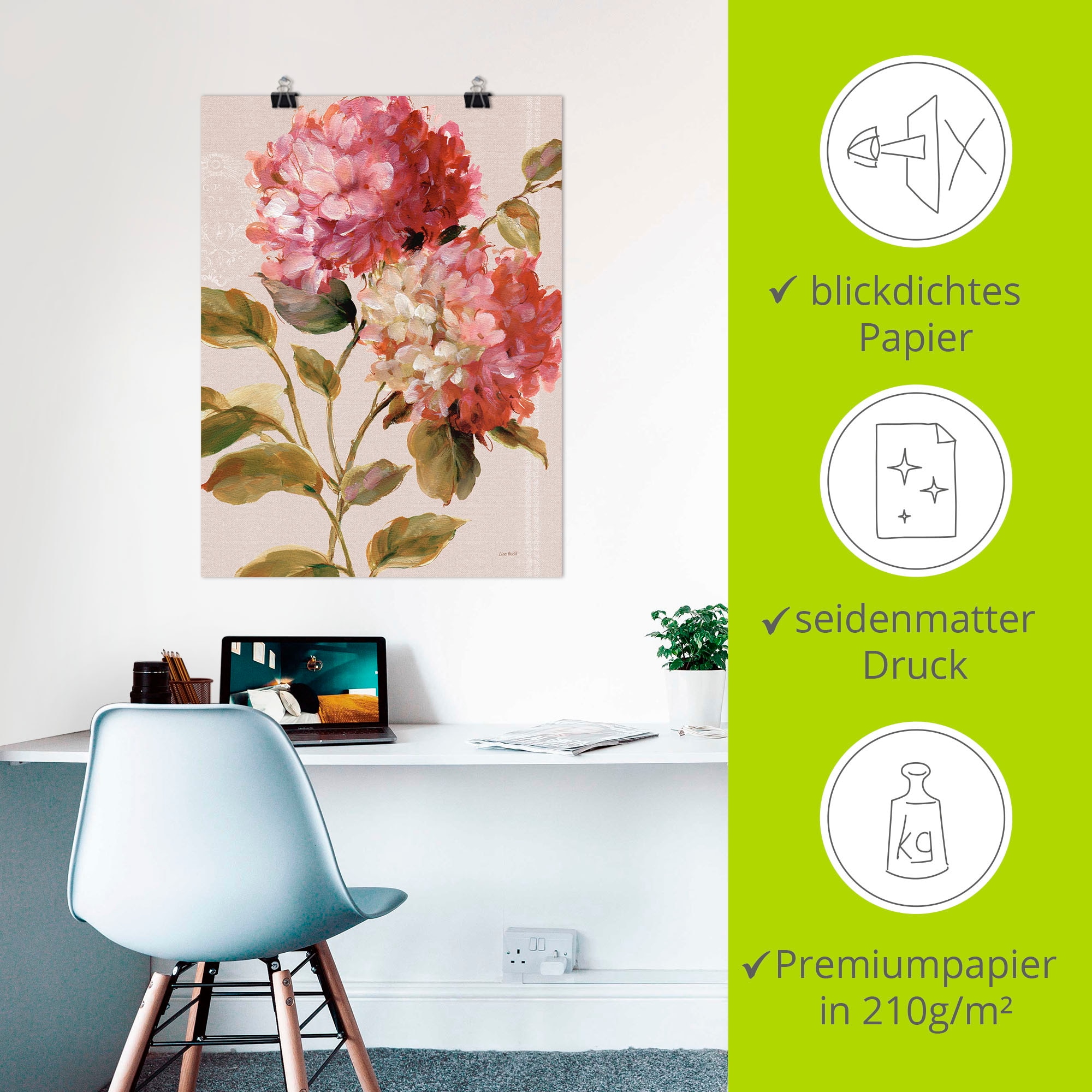Artland Wandbild »Harmonische Hortensien«, Blumen, (1 St.), als Leinwandbild, Poster in verschied. Größen