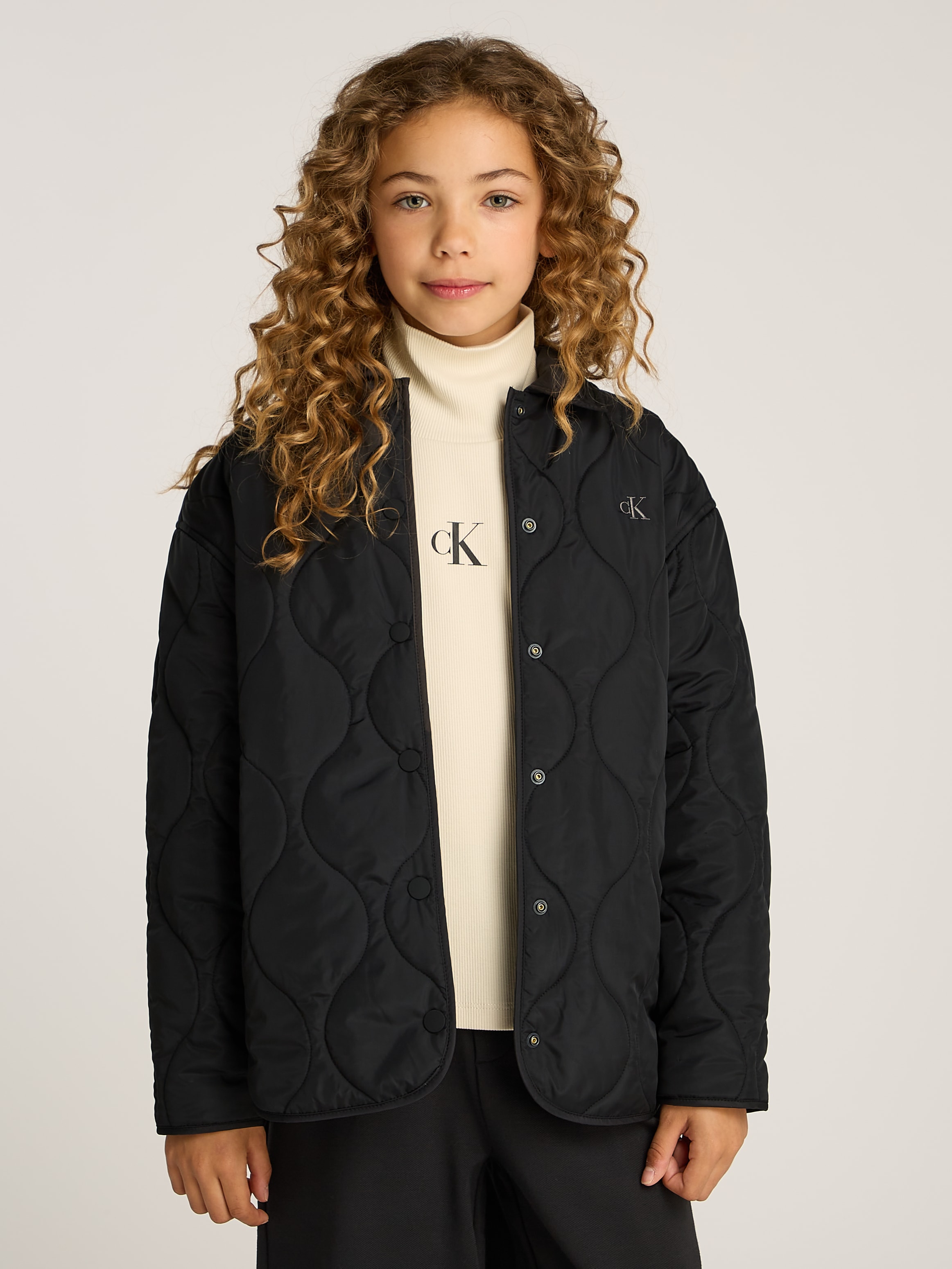 Calvin Klein Jeans Steppjacke »QUILTED OVERSHIRT«, für Kinder bis 16 Jahre mit Logoschriftzug