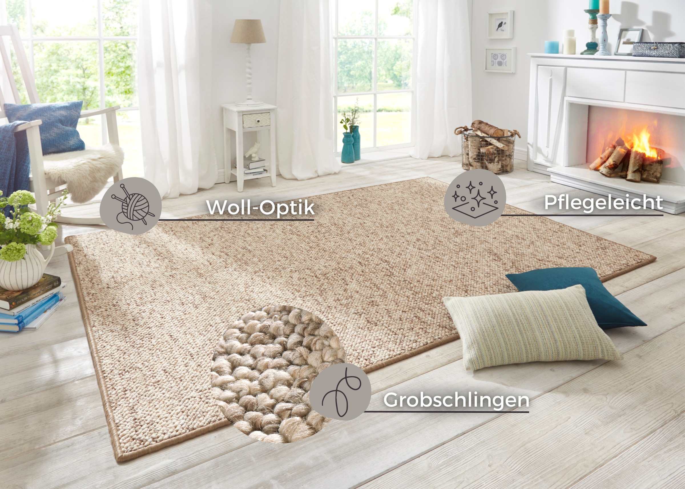 HANSE Home Teppich »Wolly 2«, rechteckig, 12 mm Höhe, Flachgewebe, Läufer, günstig online kaufen