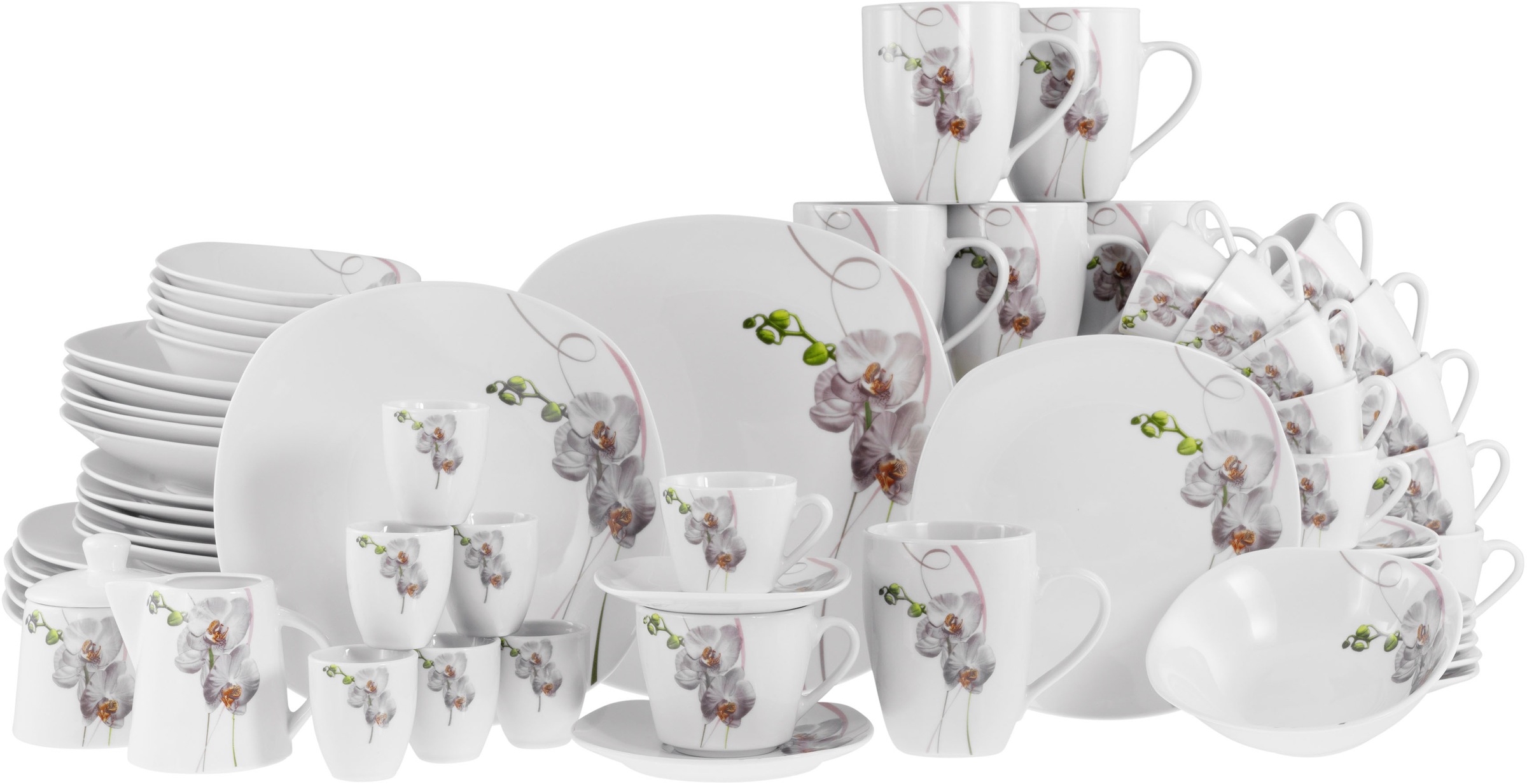 CreaTable Kombiservice »Square Orchidee, Kombi-Service 62-tlg«, (Set, 62 tl günstig online kaufen