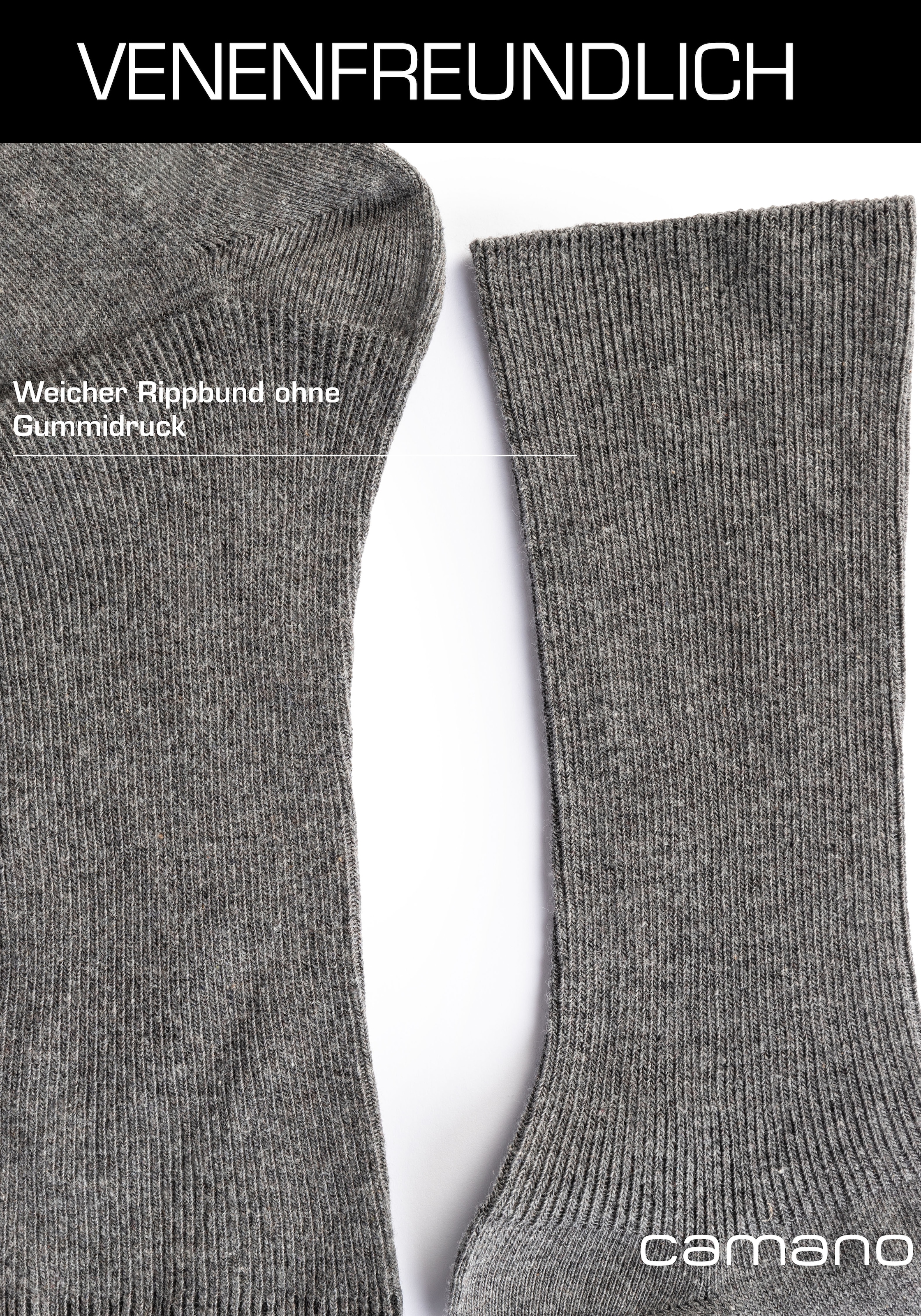 Camano Diabetikersocken, (4er Pack), Superweiche Bündchen, Venenfreundliche Socken