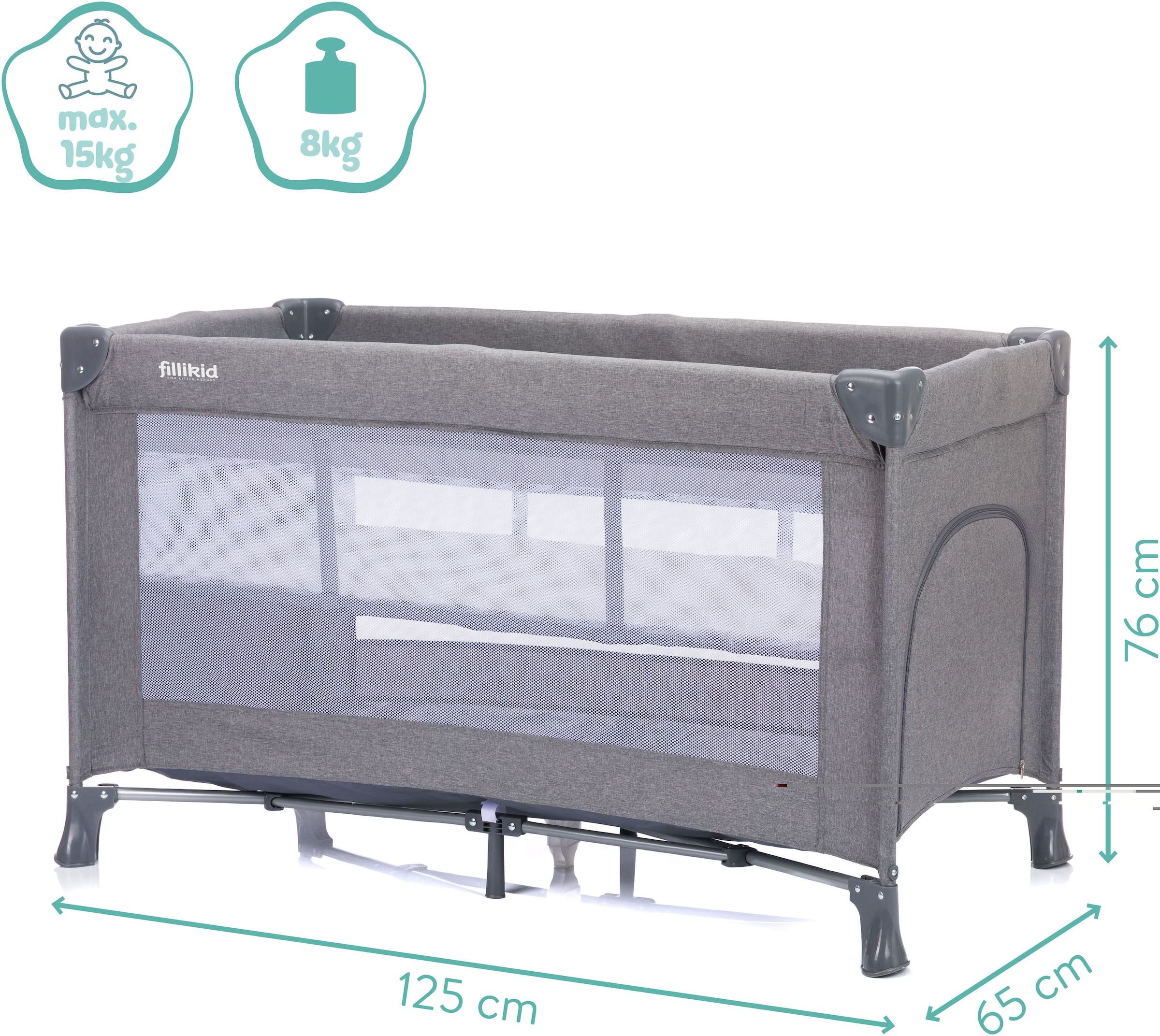 Fillikid Baby-Reisebett »Milano« inklusive Transporttasche und Neugeboreneneinhang