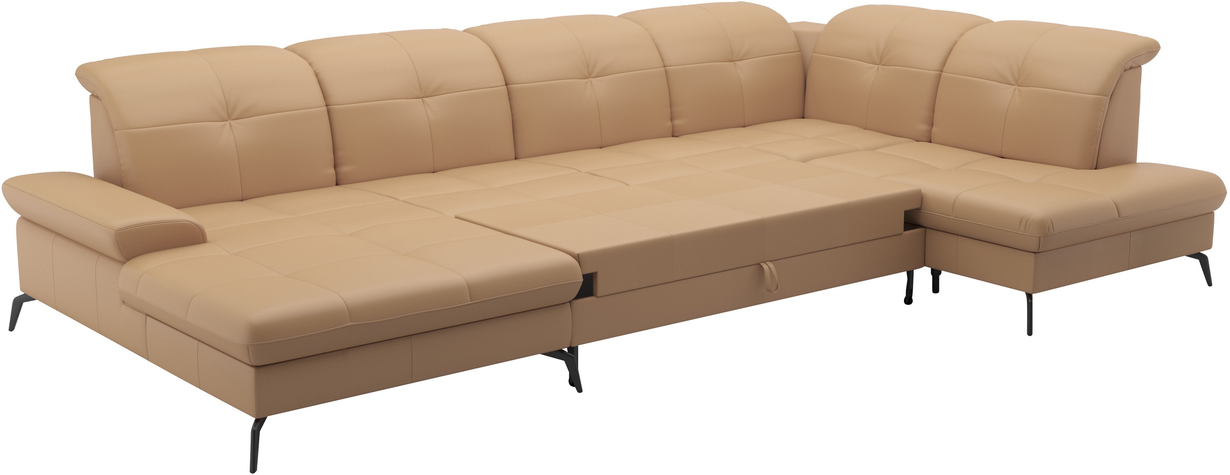 sit&more Wohnlandschaft »Amica, U-Form, inkl. Sitztiefenverstellung und Armteilverstellung«, wahlweise mit Kopfteilverstellung, Bettfunktion und Bettkasten