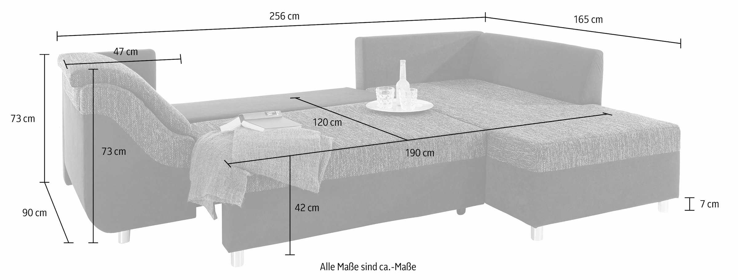 COLLECTION AB Ecksofa »Sally L-Form«, mit und ohne Bettfunktion, inklusive loser Rücken- und Zierkissen