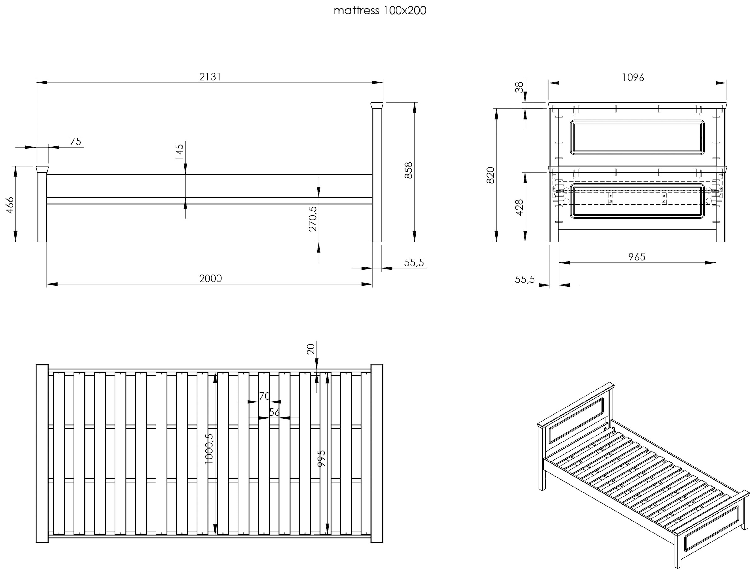 Home affaire Bett »Svea, Komforteinstiegshöhe und Breite, auch für Senioren geeignet«, (H/B/L ca. 86/100/200 cm), Belastbarkeit 170KG! Schublade optional, Massivholz, mit Lattenrost