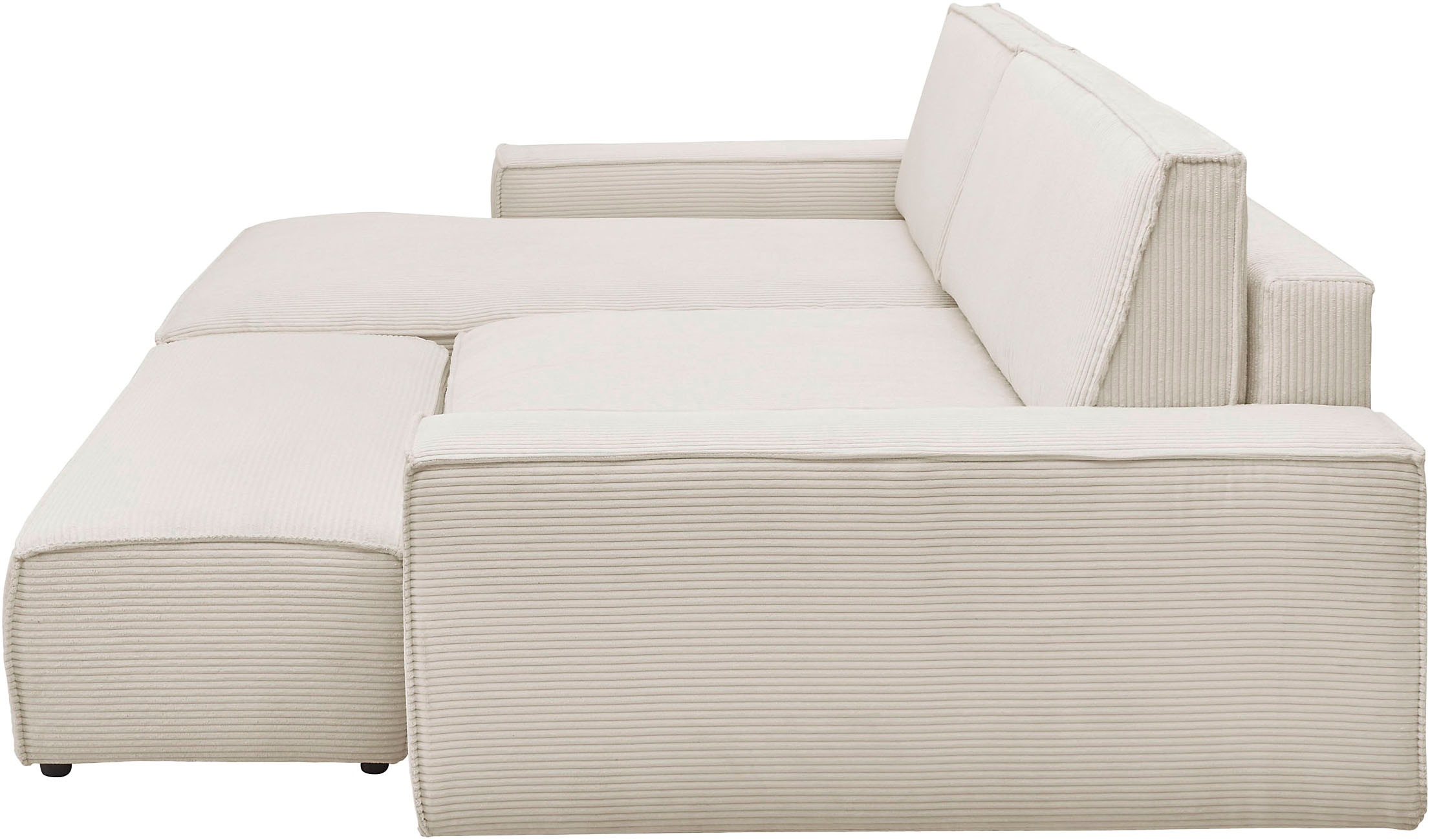 Home affaire Polsterecke »NEU: SHERWOOD XXL tief, L-Form mit Schlaffunktion, Big-Sofa mit Hocker«, (Set, 2 St.), stellbar zum Schlafsofa (Krokodilverbinder), Cord, Leinenoptik