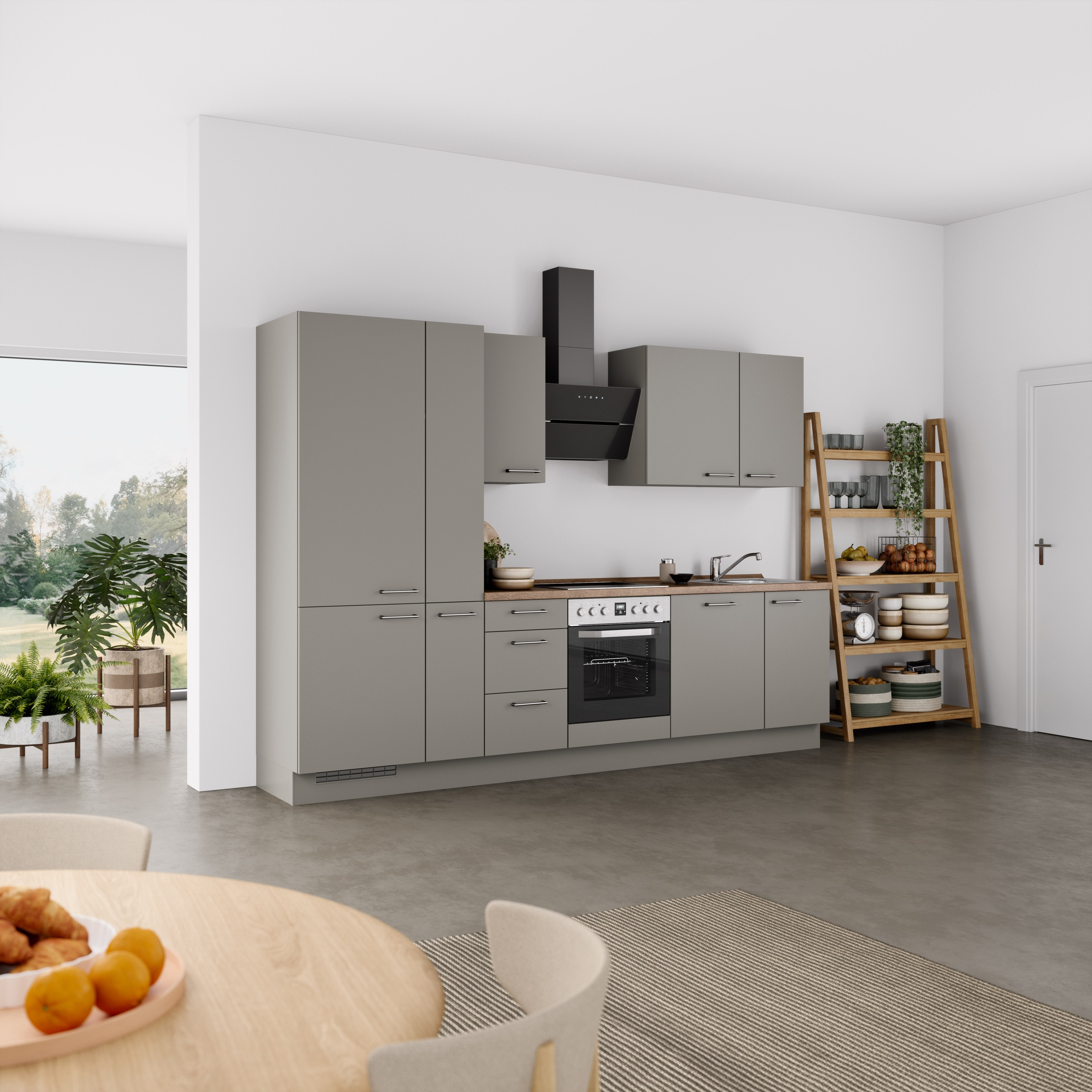nobilia® Küchenzeile »"Laser II"«, vormontiert, Ausrichtung wählbar, Breite 300 cm, wahlw. mit E-Geräten