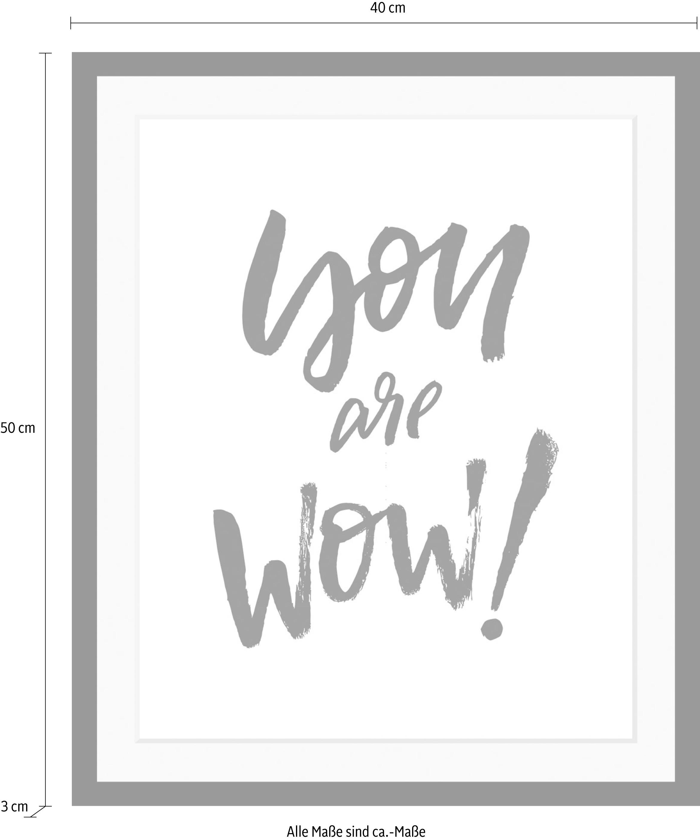 queence Bild »Spruch«, Schwarz-Weiß-Schriftzug-Motivationsbilder, HD Premium Poster-Druck inkl. Holzrahmen