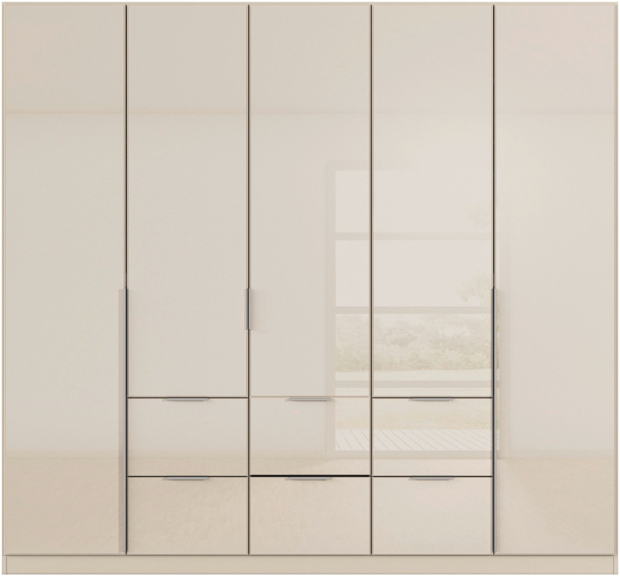 rauch Drehtürenschrank »Kleiderschrank Kleiderschränke Schrank Garderobe AGORDO mit Glasfront«, (in zwei Griff-Farben mit Glasfront), mit Außenschubkästen, in 6 Breiten und 2 Höhen MADE IN GERMANY
