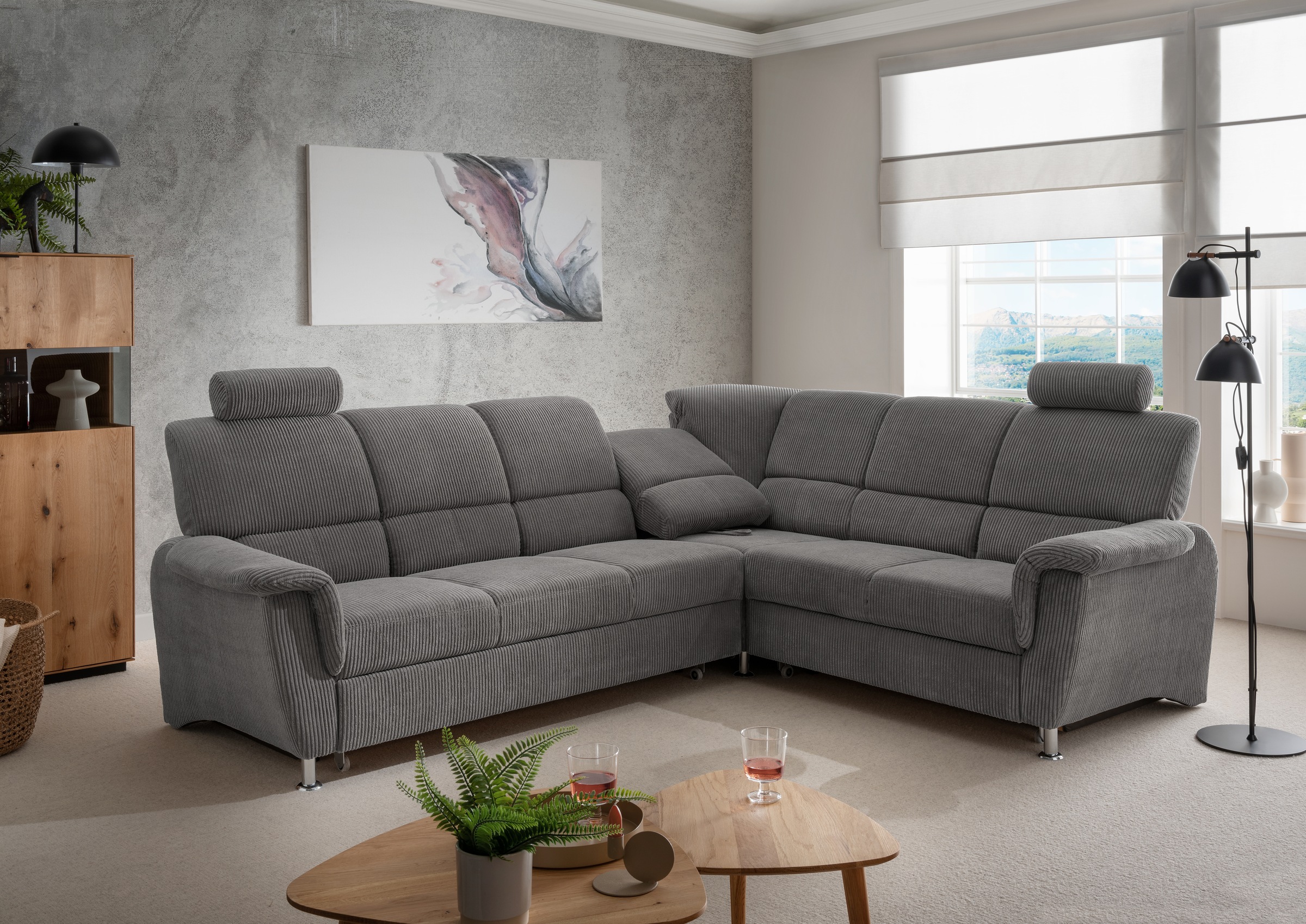 Home affaire Ecksofa »Pisa L-Form, mit Schlaffunktion, Stauraum, 2x höhenve günstig online kaufen