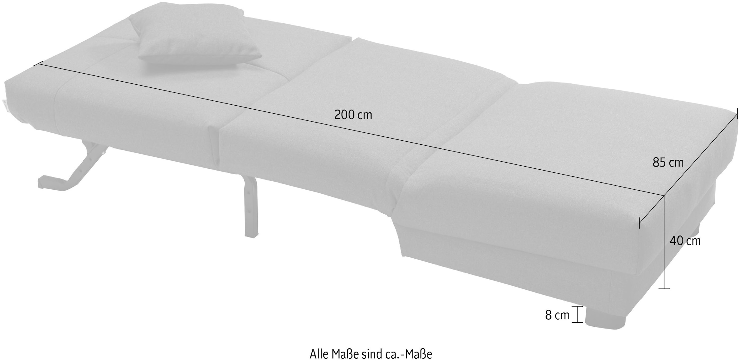 ell + ell Schlafsofa »Enny« Liegefläche Breite 80 cm, Liegehöhe 40 cm, Füße alufarben, Rückenlehne