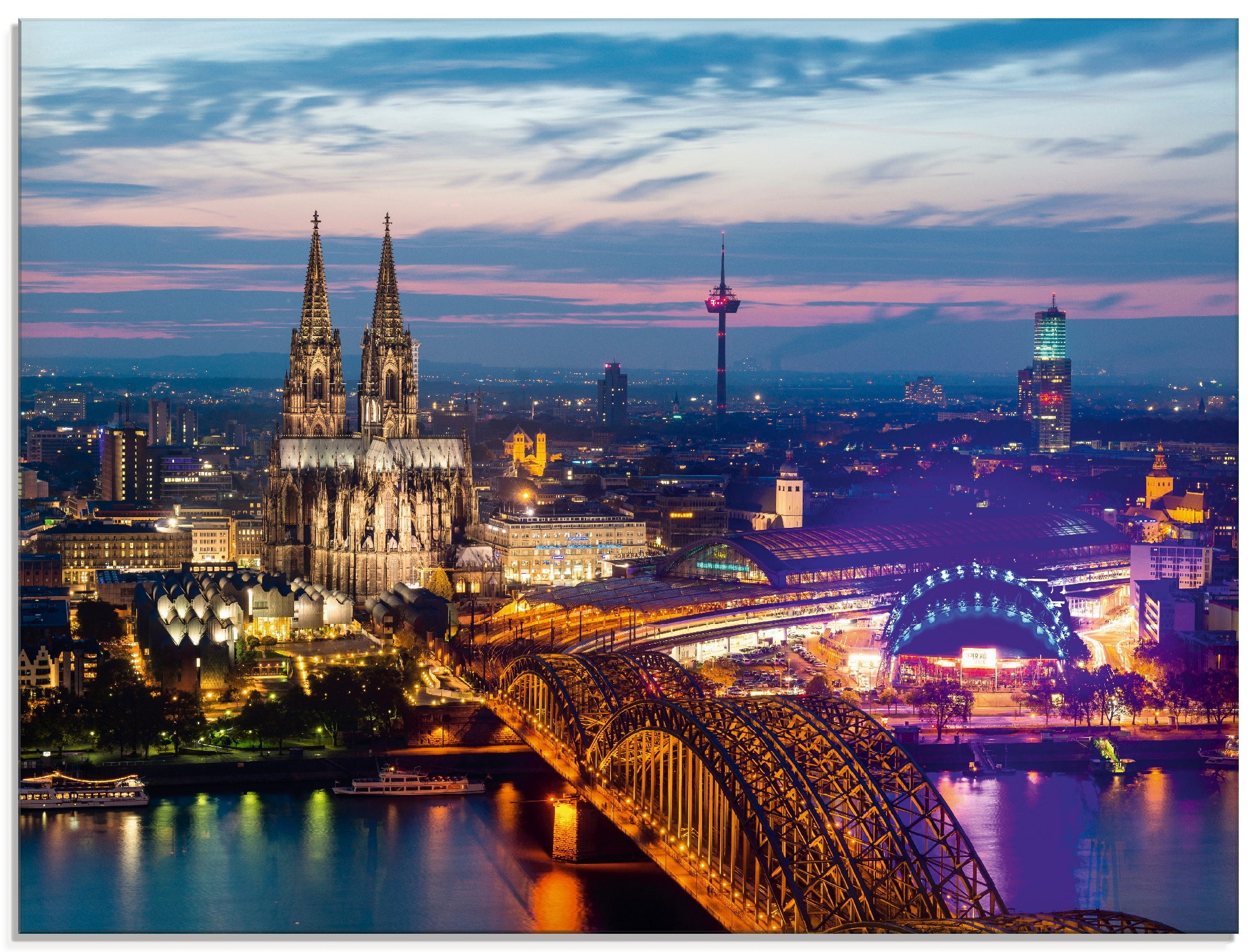 Artland Glasbild »Köln Panorama am Abend« Deutschland 1 Stk. tlg. in versch günstig online kaufen