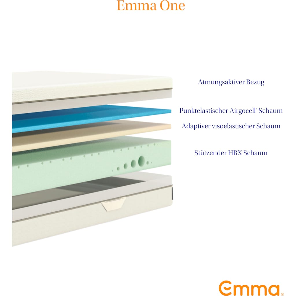 Emma Kaltschaummatratze »Emma One«, 18 cm hoch, Raumgewicht: 52 kg/m³, (1 St.)