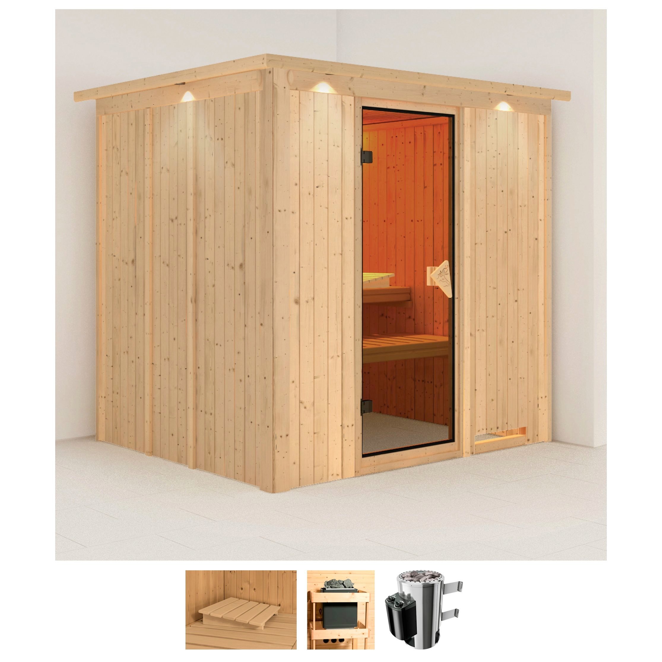 Karibu Sauna »Dima«, 3,6-kW-Plug & Play Ofen mit integrierter Steuerung günstig online kaufen