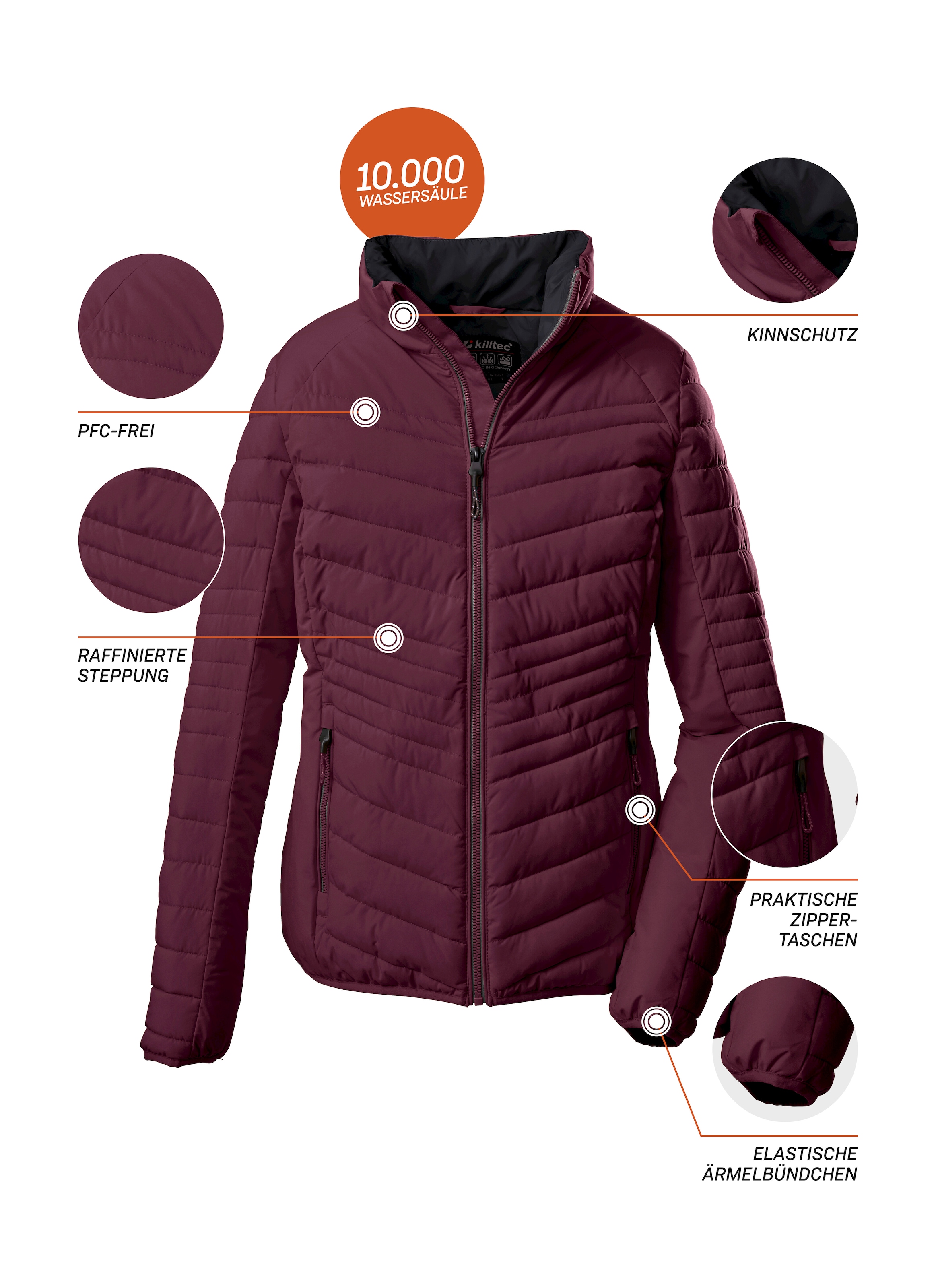 Killtec Steppjacke »KOW 60 WMN QLTD JCKT«, Wasser- und windabweisende Steppjacke mit 10.000 mm Wassersäule