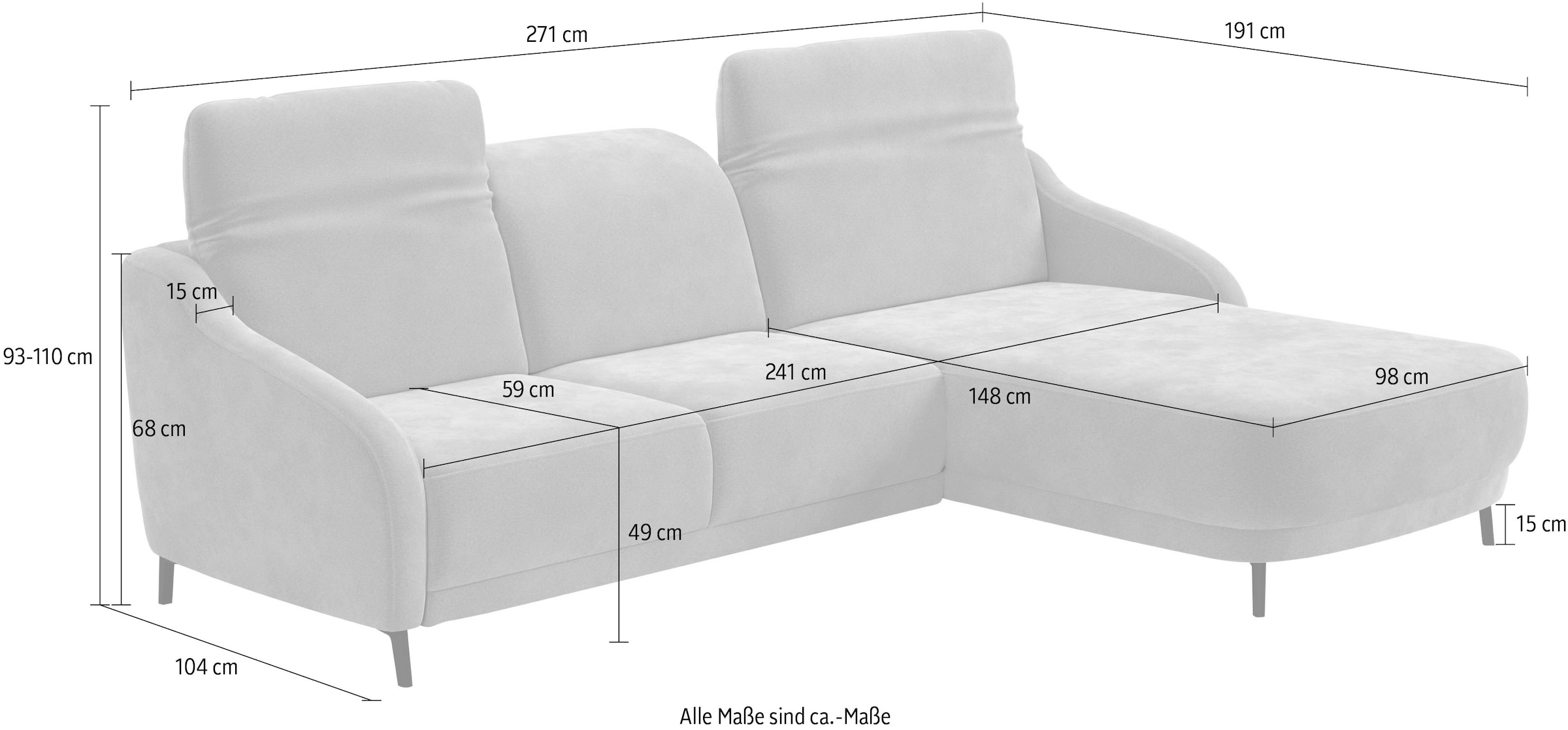 sit&more Ecksofa »Blues L-Form«, wahlweise mit Klapptisch und USB