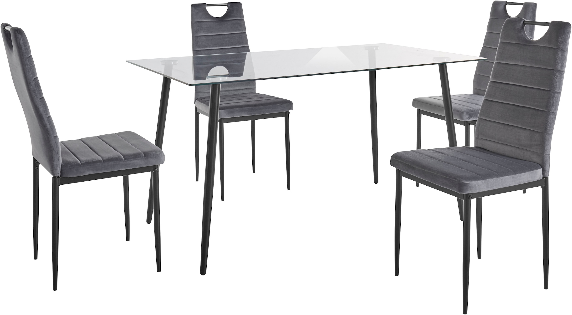 INOSIGN Essgruppe Set, 5 Stk. tlg. Glastisch, Breite 140 cm und 4 Esszimmer günstig online kaufen