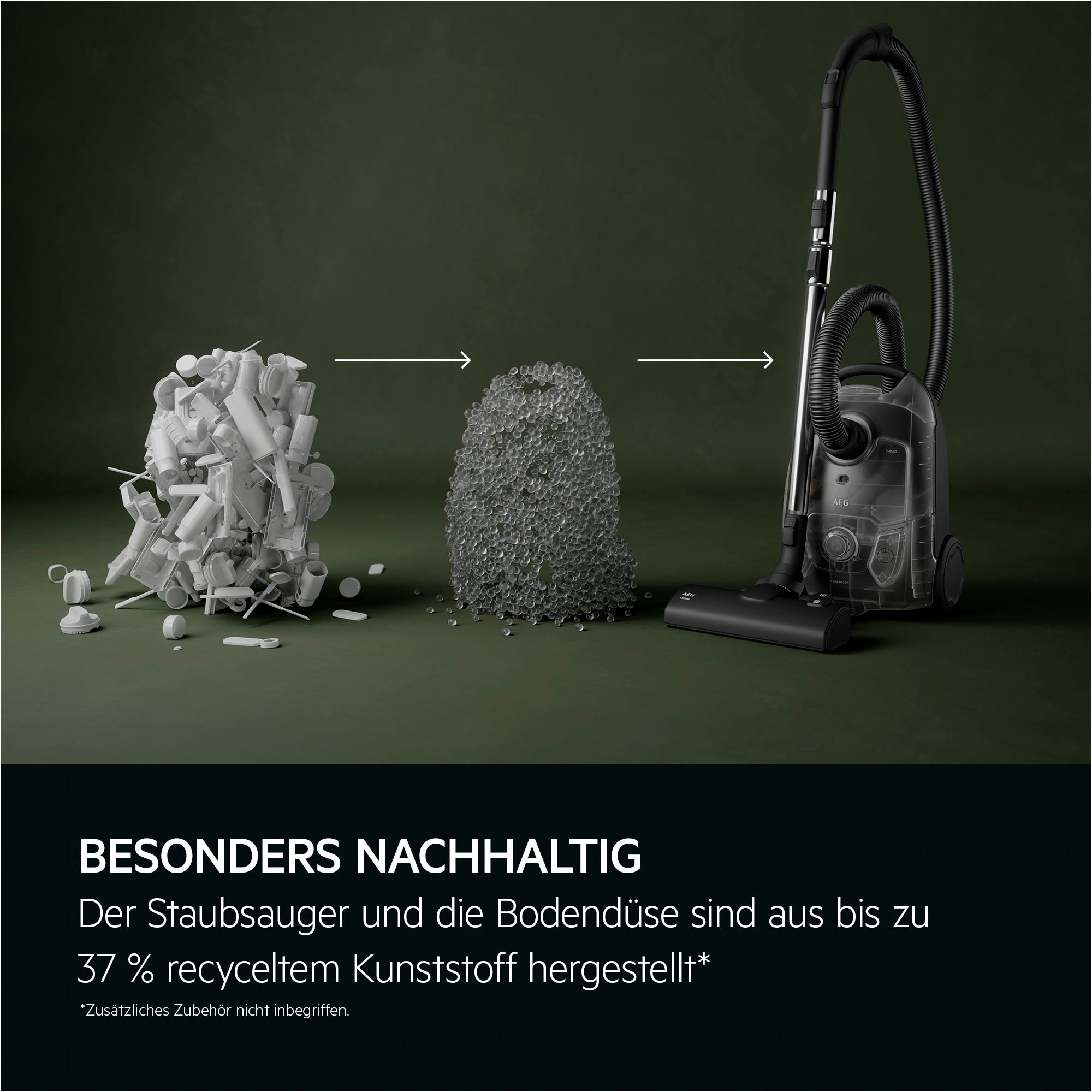 AEG Bodenstaubsauger »CLEAN 5000, hohe Saugleistung, AllFloor-Bodendüse«, 750 W, mit Beutel, AB51C1DB, aus 37 % Recyclingkunststoff, kompakte Größe