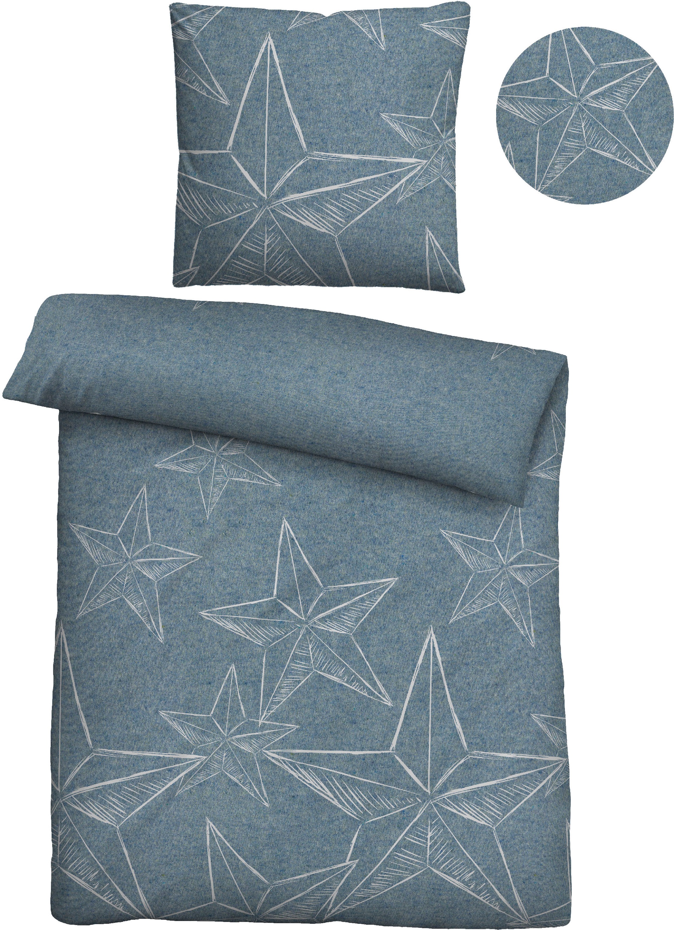 Biberna Bettwäsche »Alexander in Gr. 135x200 oder 155x220 cm«, Flanell kuschelig warm im Winter, Bettwäsche mit Sternen, Weihnachten