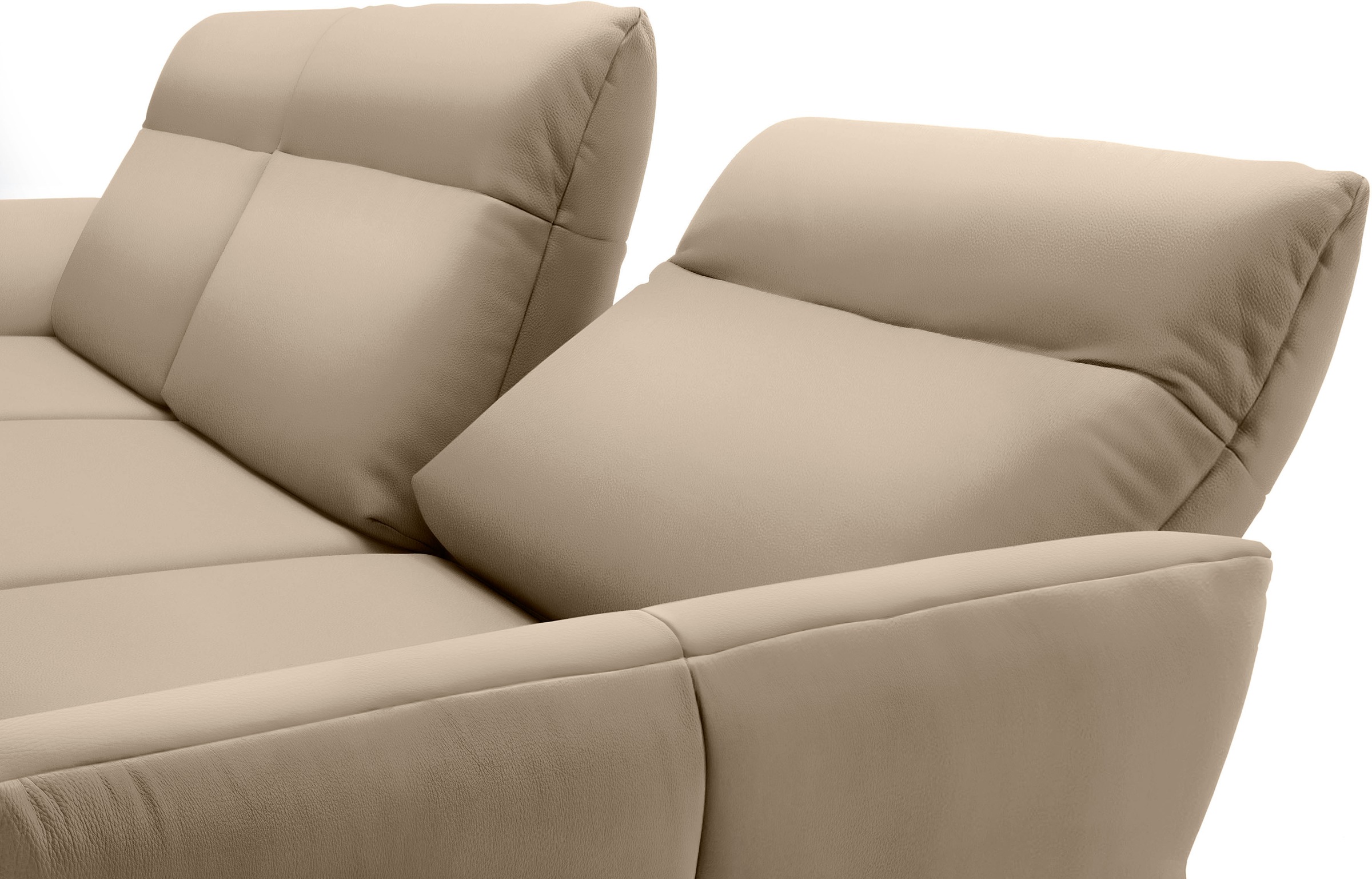 Creation BY ROLF BENZ Ecksofa »CR.460«, Sockel in Nussbaum, Winkelfüße in Umbragrau, Breite 338 cm