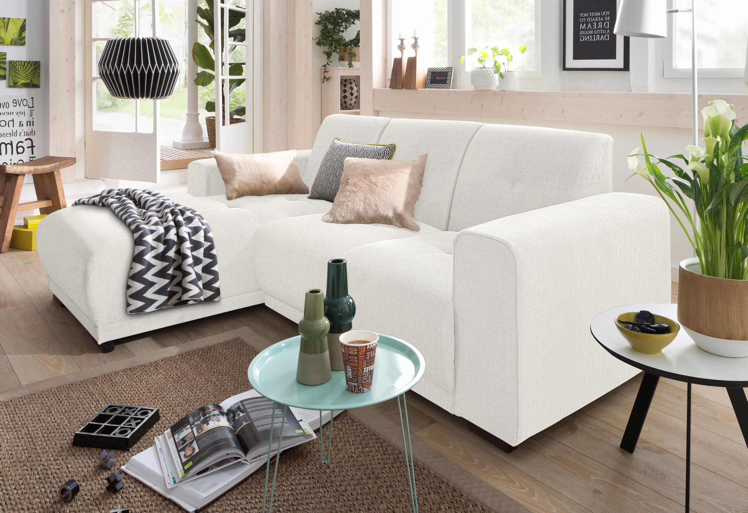Home affaire Ecksofa »Langeland L-Form«, incl. 2 Zierkissen, Recamiere wahl günstig online kaufen
