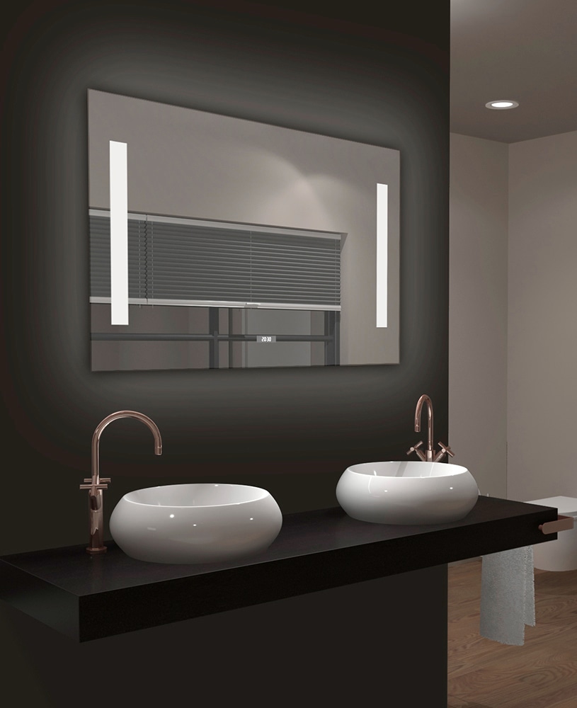 TALOS Badspiegel »Star« energiesparend, mit Digitaluhr weiß