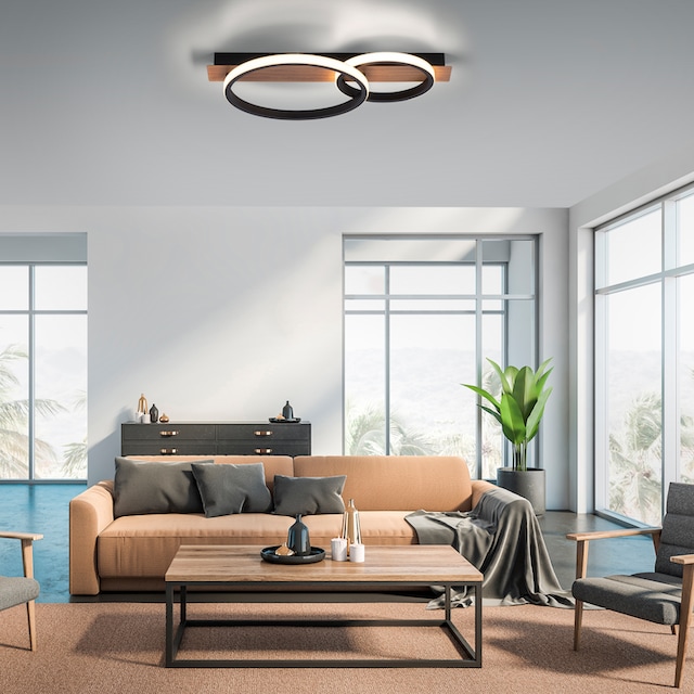Home affaire LED Deckenleuchte »Molay«, 1 flammig-flammig, warmweißes  Licht, Deckenlampe Holz Dekor online kaufen