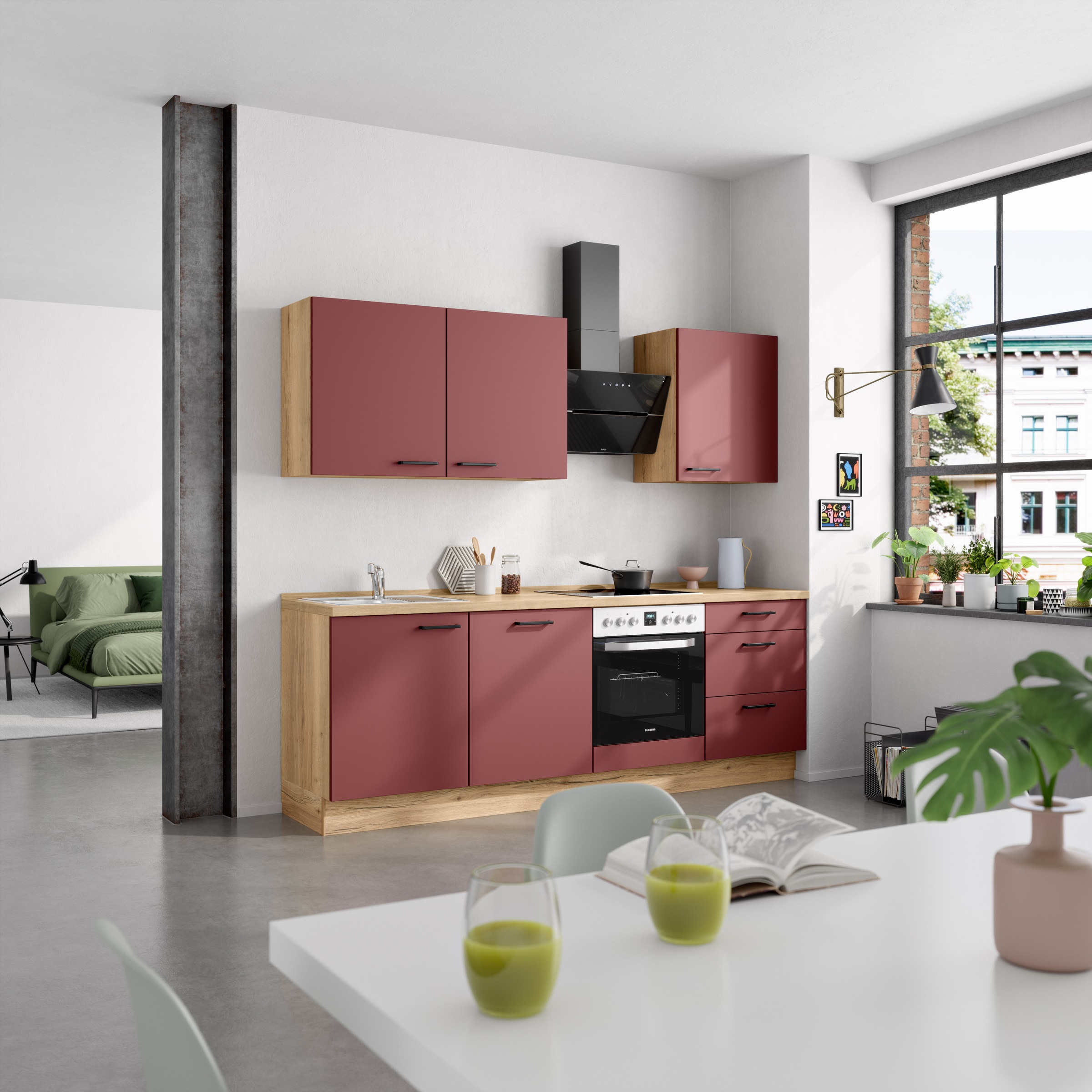 nobilia® Küchenzeile »"Easytouch II"«, vormontiert, Ausrichtung wählbar, Breite 240 cm, wahlw. mit E-Geräten