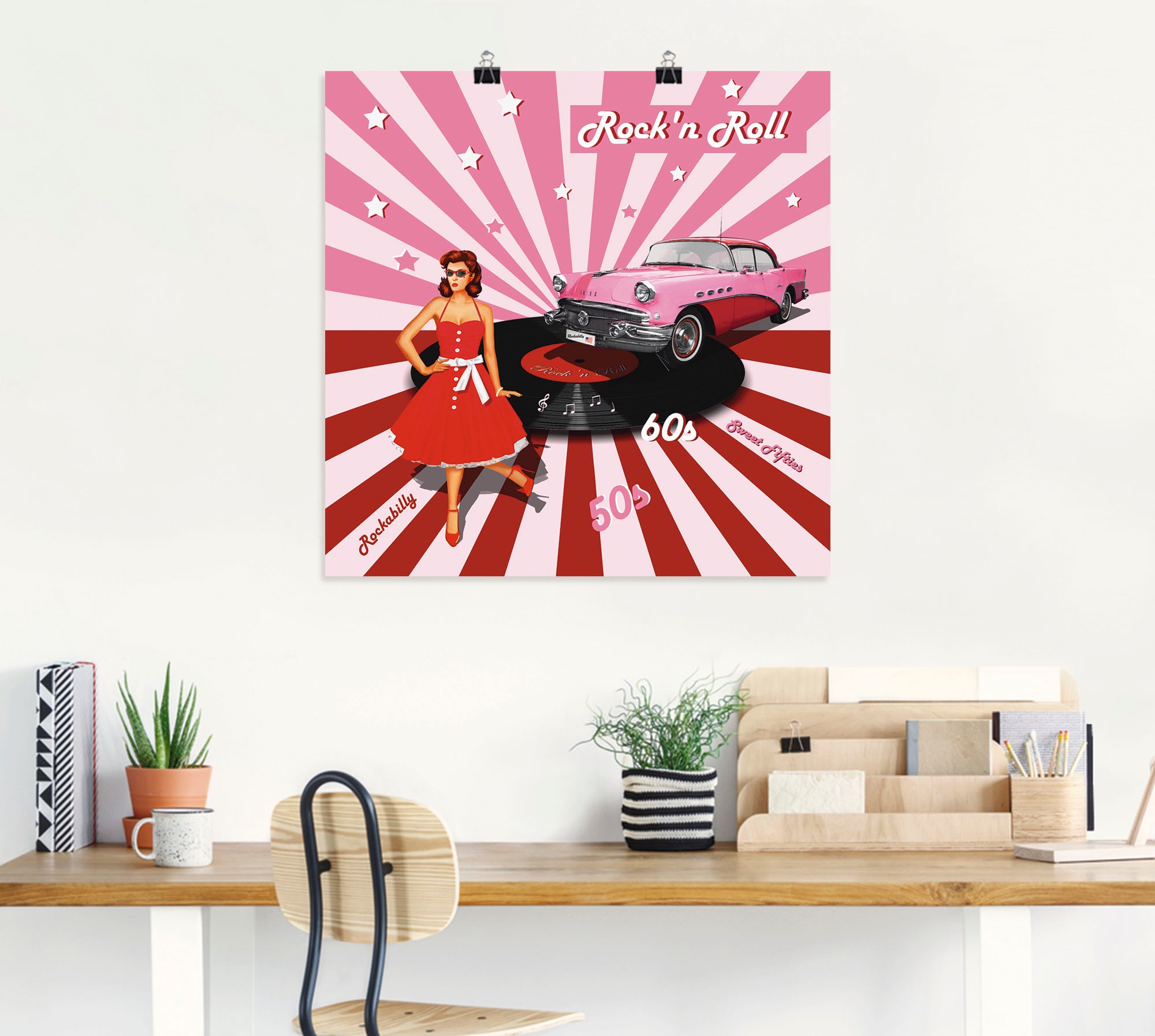 Artland Wandbild »Rock'n Roll die 50er Jahre«, Auto, (1 St.), als Alubild, Outdoorbild, Leinwandbild, Poster, Wandaufkleber