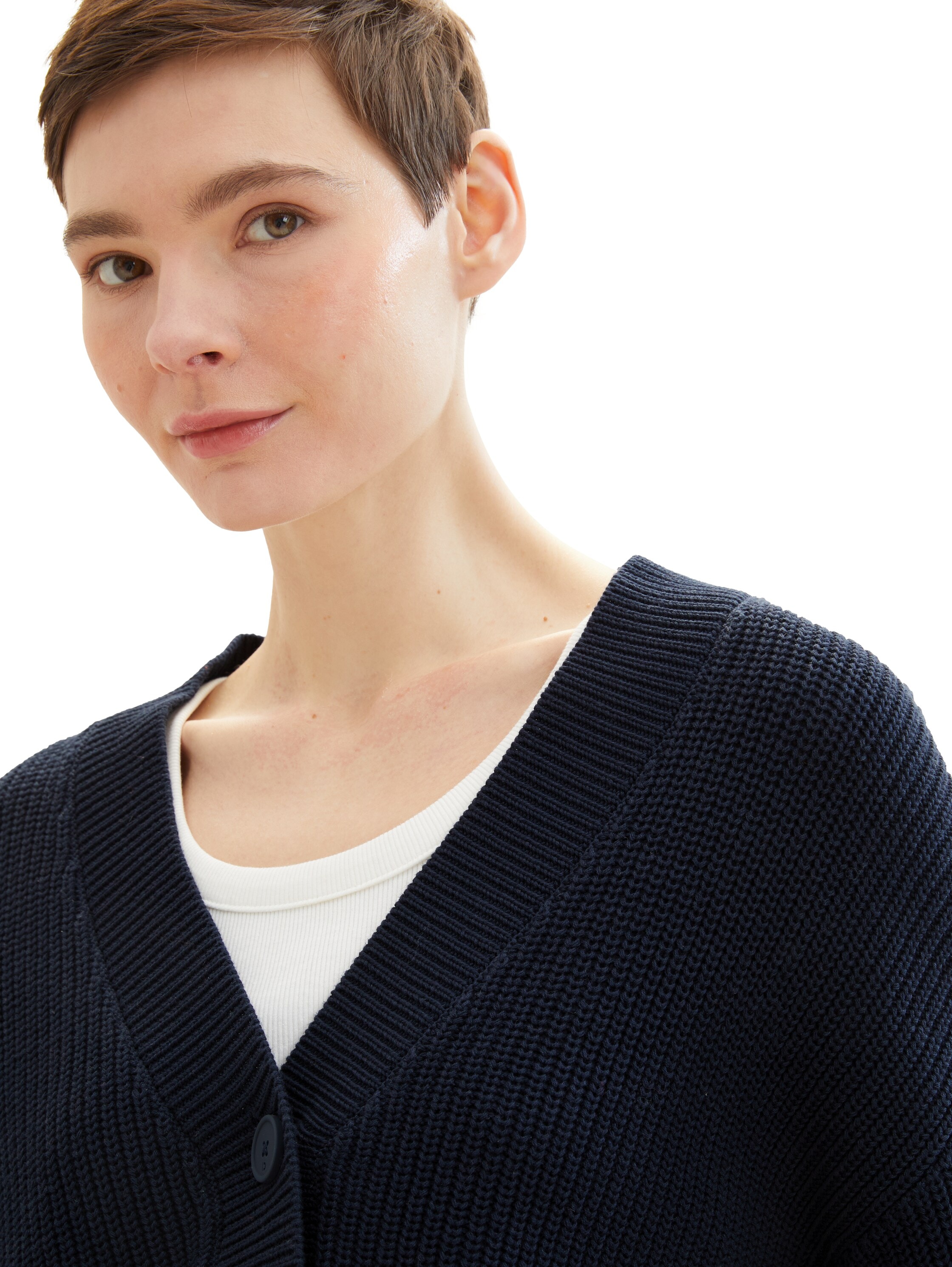 TOM TAILOR Denim Cardigan, Cardigan mit Strick und Knopfleiste