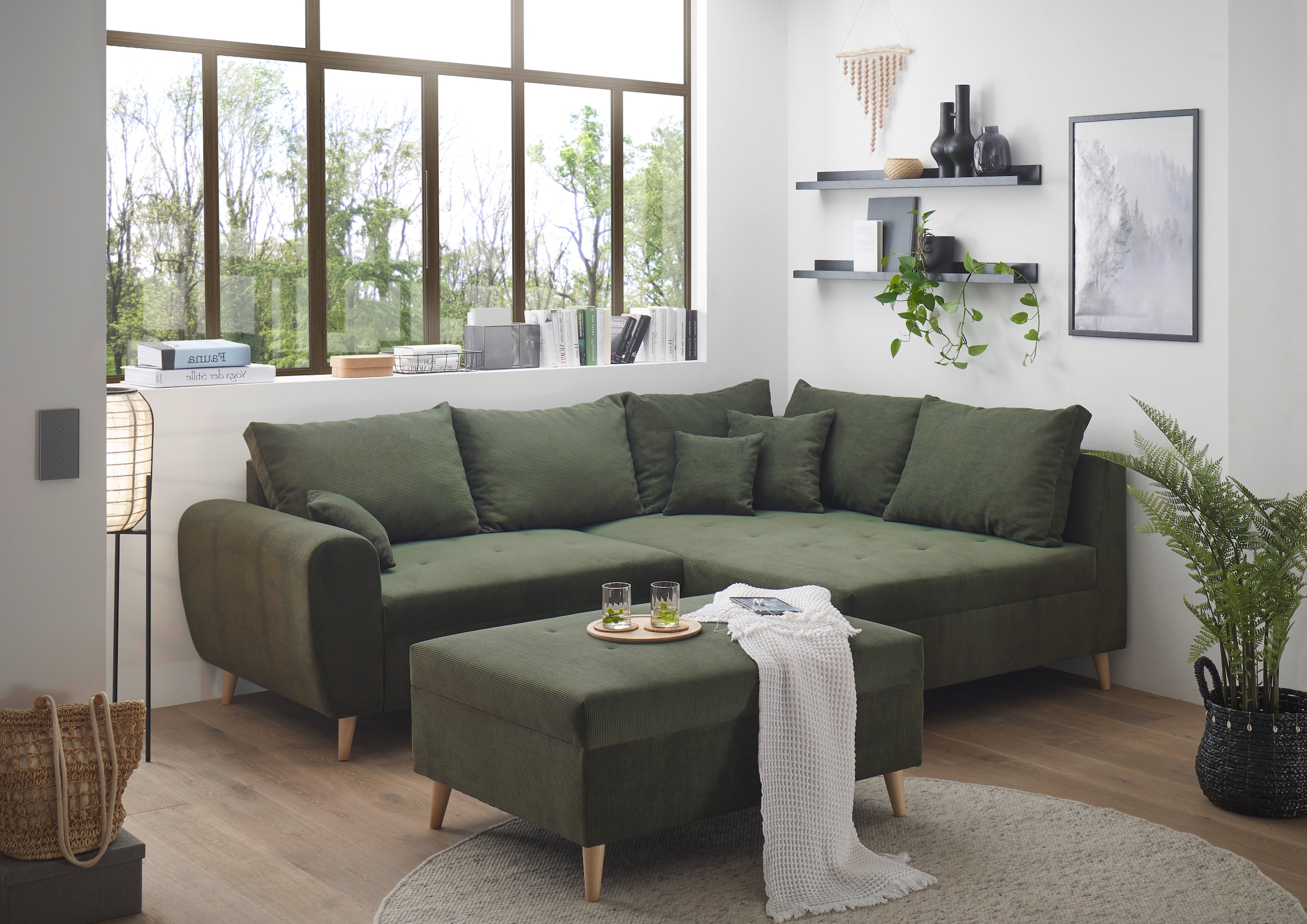 ED EXCITING DESIGN Ecksofa »Calanda L-Form«, mit Hocker & 3 Zierkissen günstig online kaufen