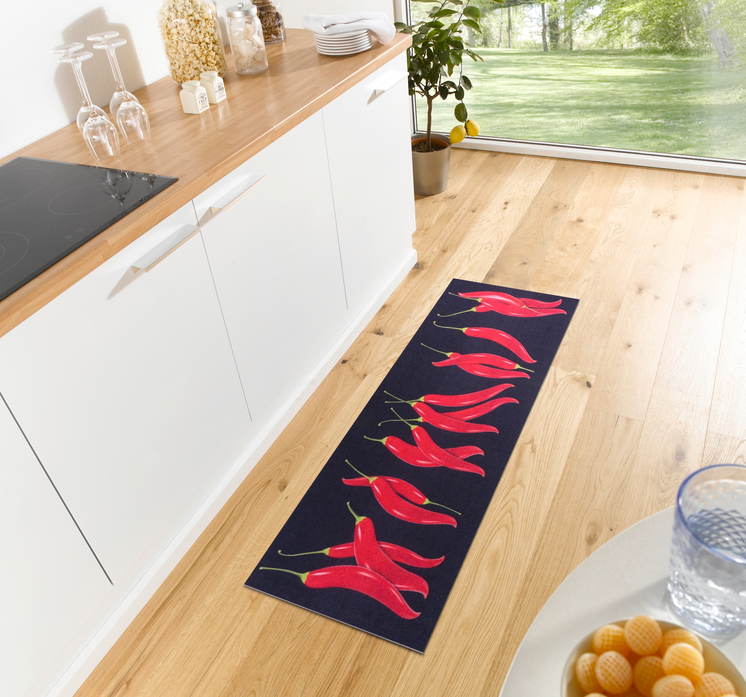 HANSE Home Küchenläufer »Chili Dance«, rechteckig, 3 mm Höhe, Läufer, Rutschfest, Küchenteppich, Küche, Teppich, Pflegeleicht